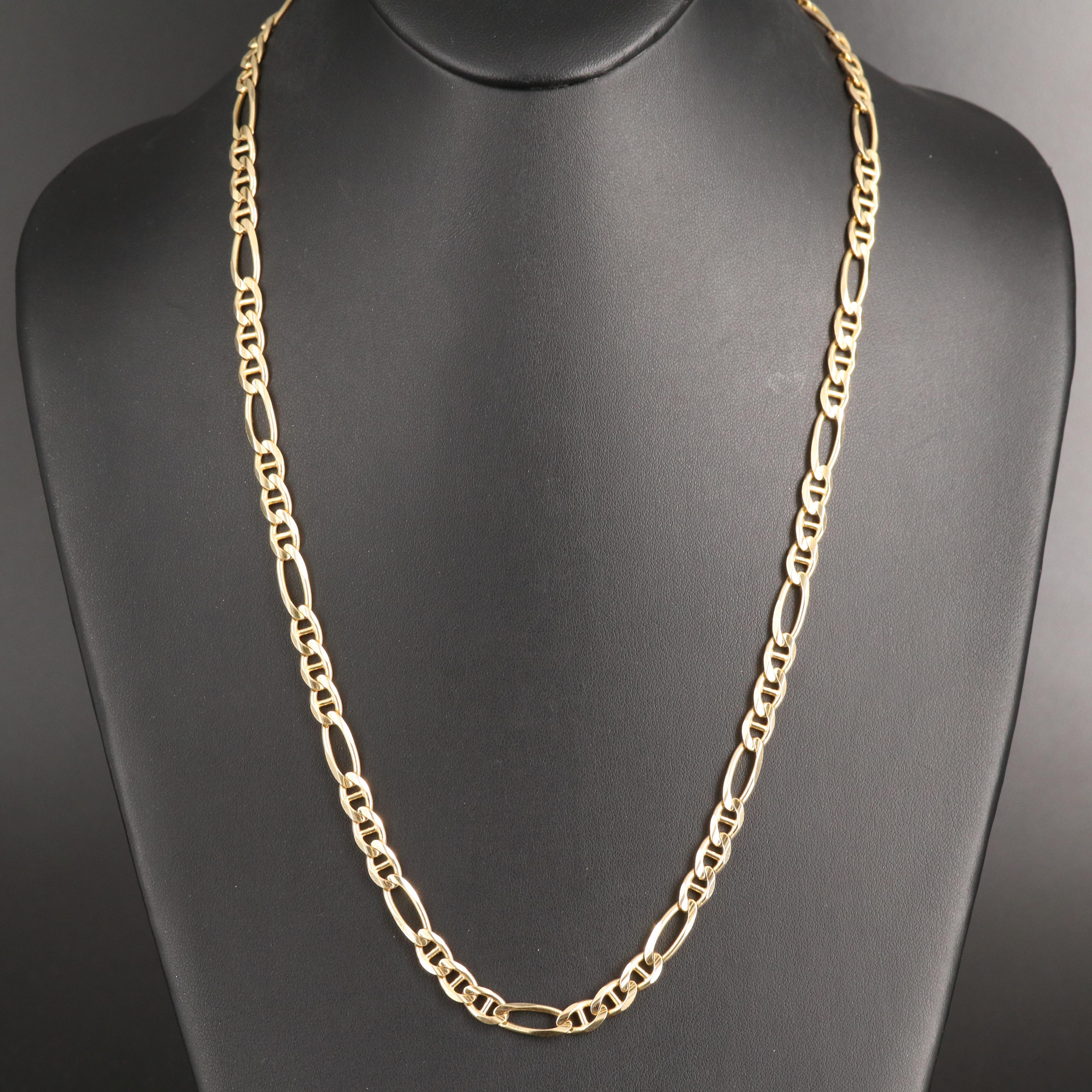 Italian 14K Mariner Figaro Chain Necklace
