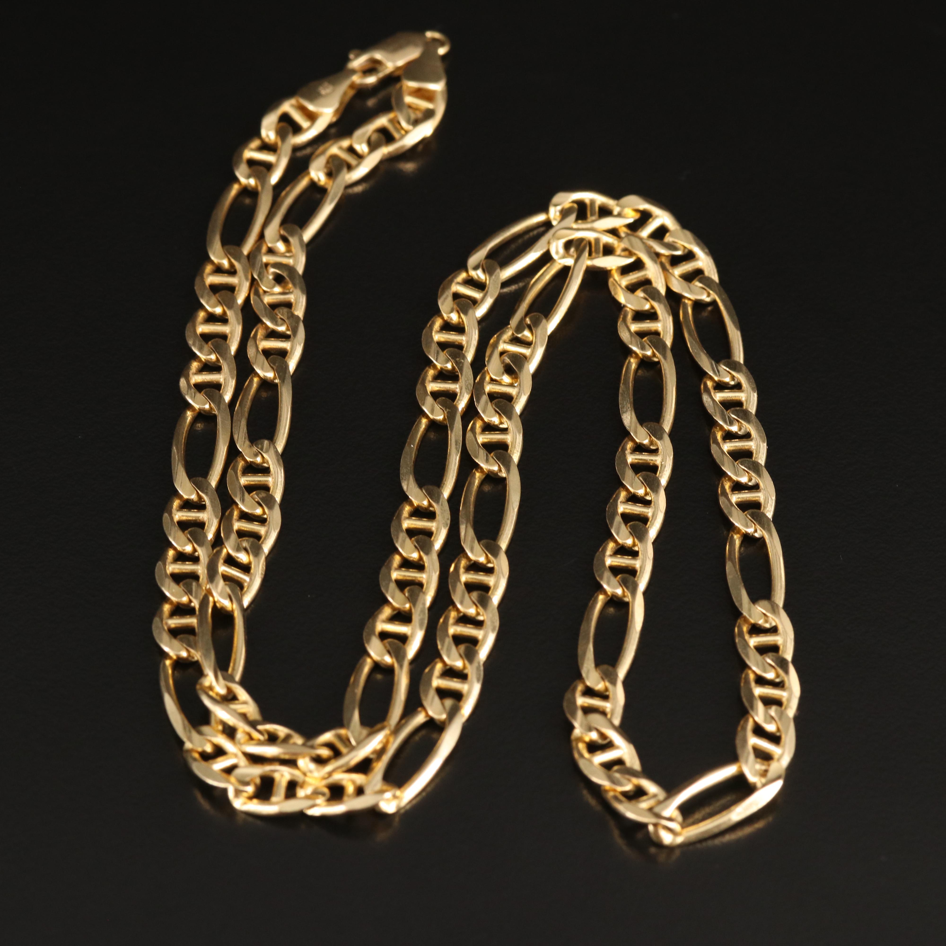 Italian 14K Mariner Figaro Chain Necklace