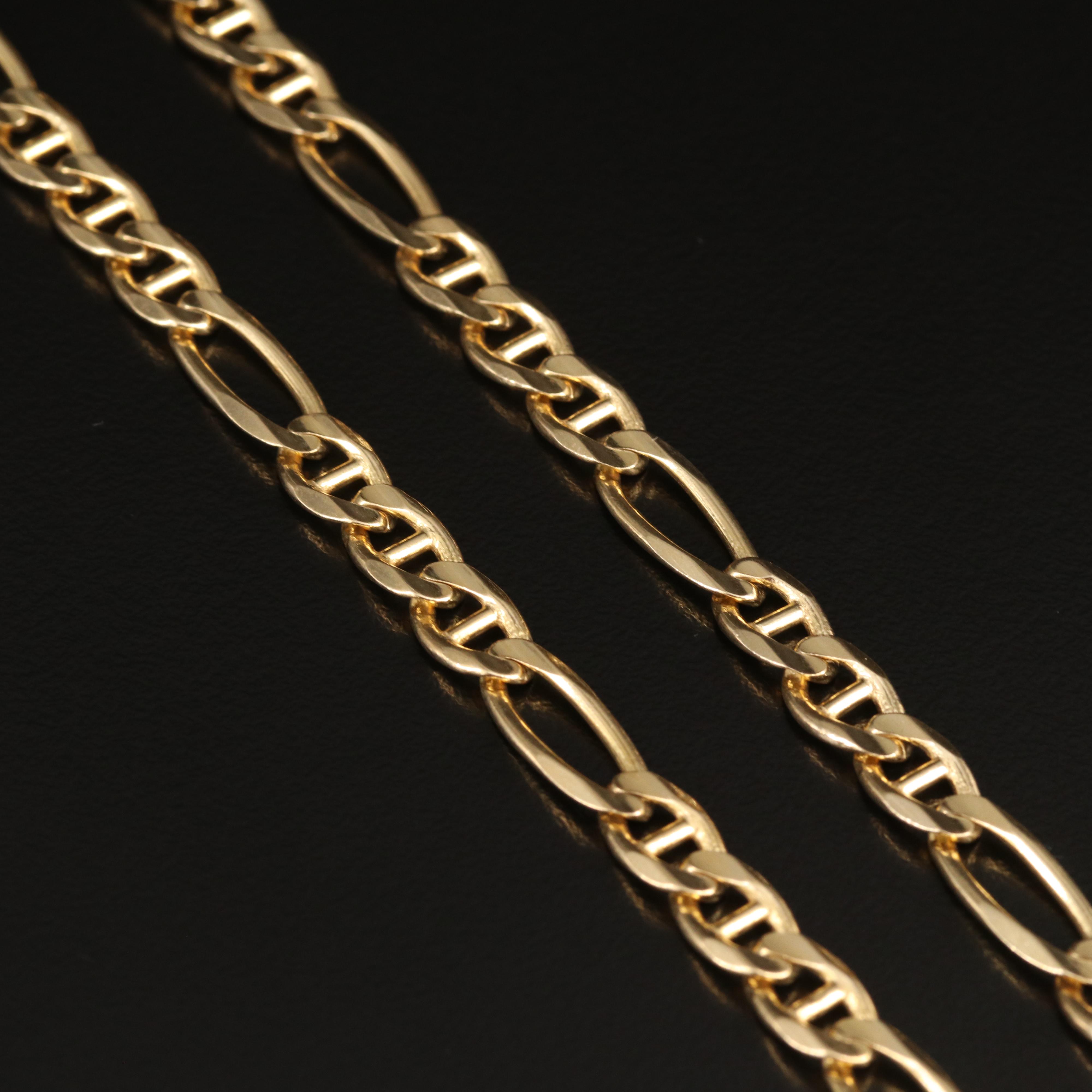 Italian 14K Mariner Figaro Chain Necklace