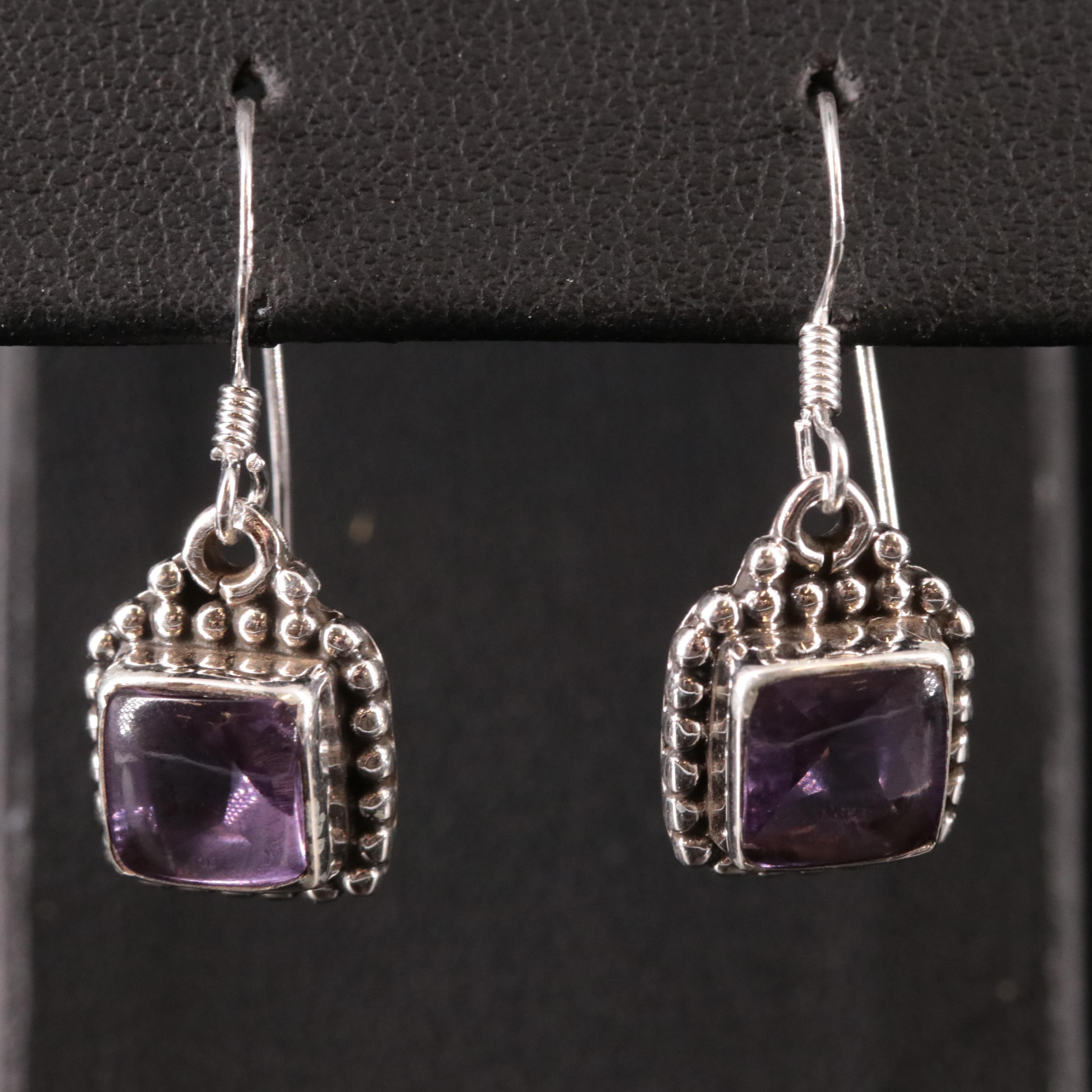 Sterling Amethyst Dangle Earrings