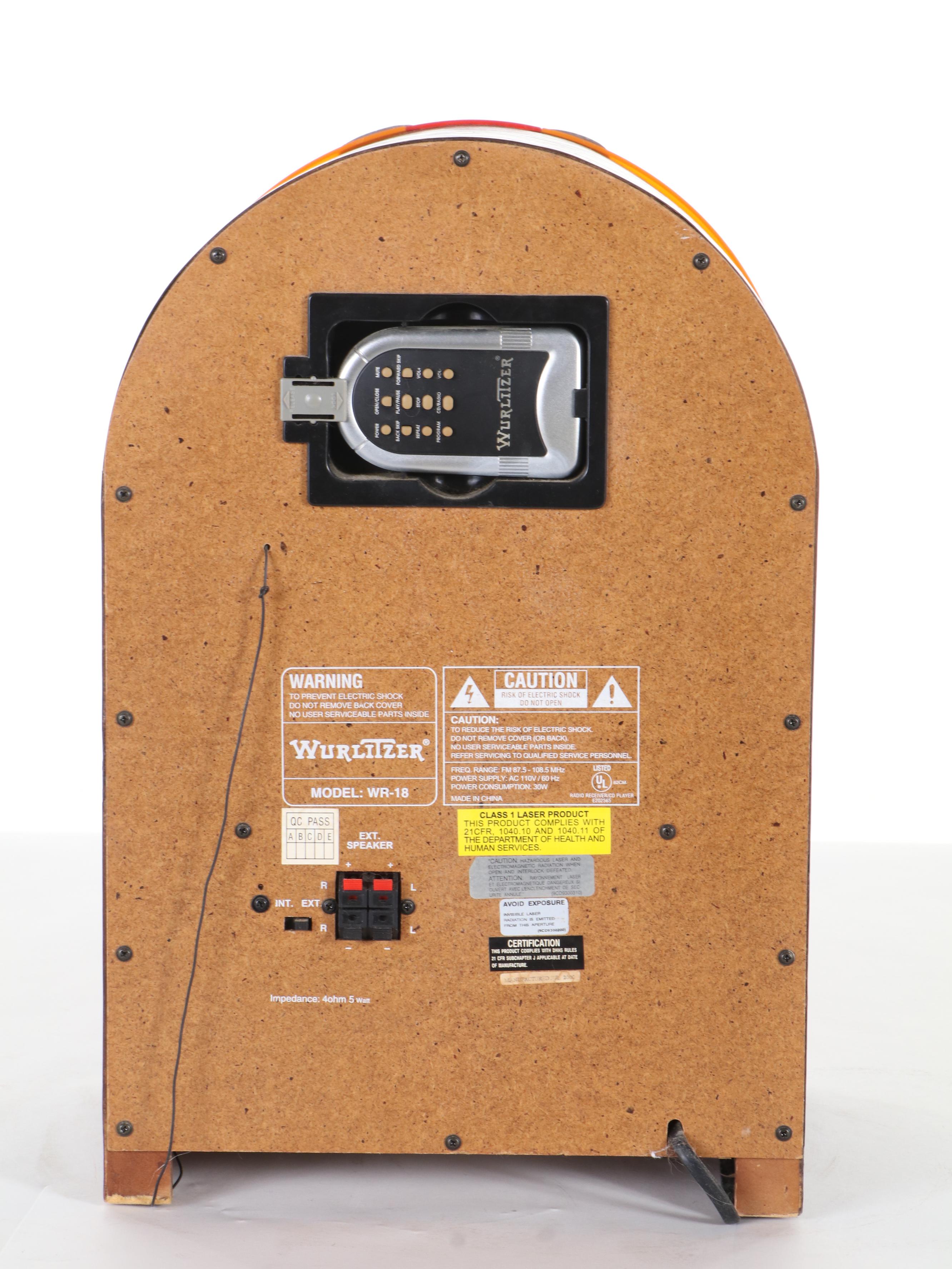 Wurlitzer Mini Jukebox Style Tabletop CD Player With Radio, 2000