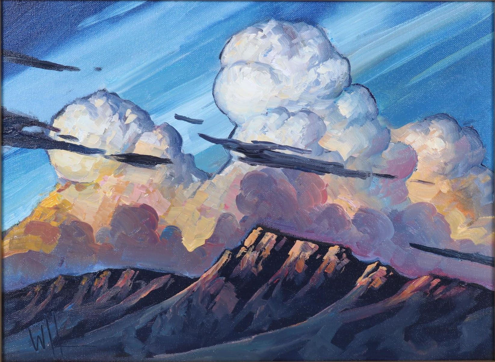 William Hawkins Oil Painting of Clouds Billowing Over Southwest Mountains, 2022