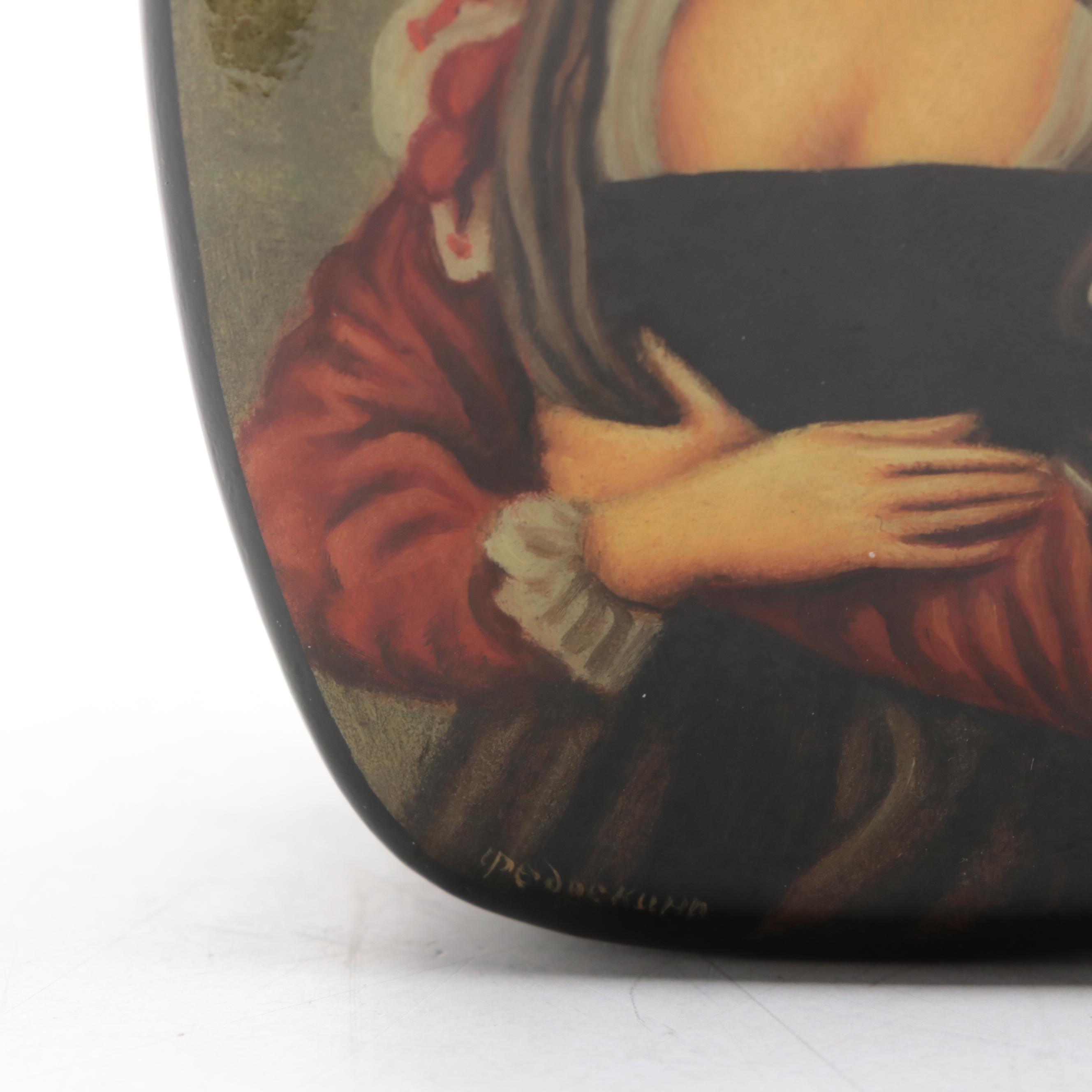 Russian Fedoskino Hand-Painted Lacquerware Portrait Boxes
