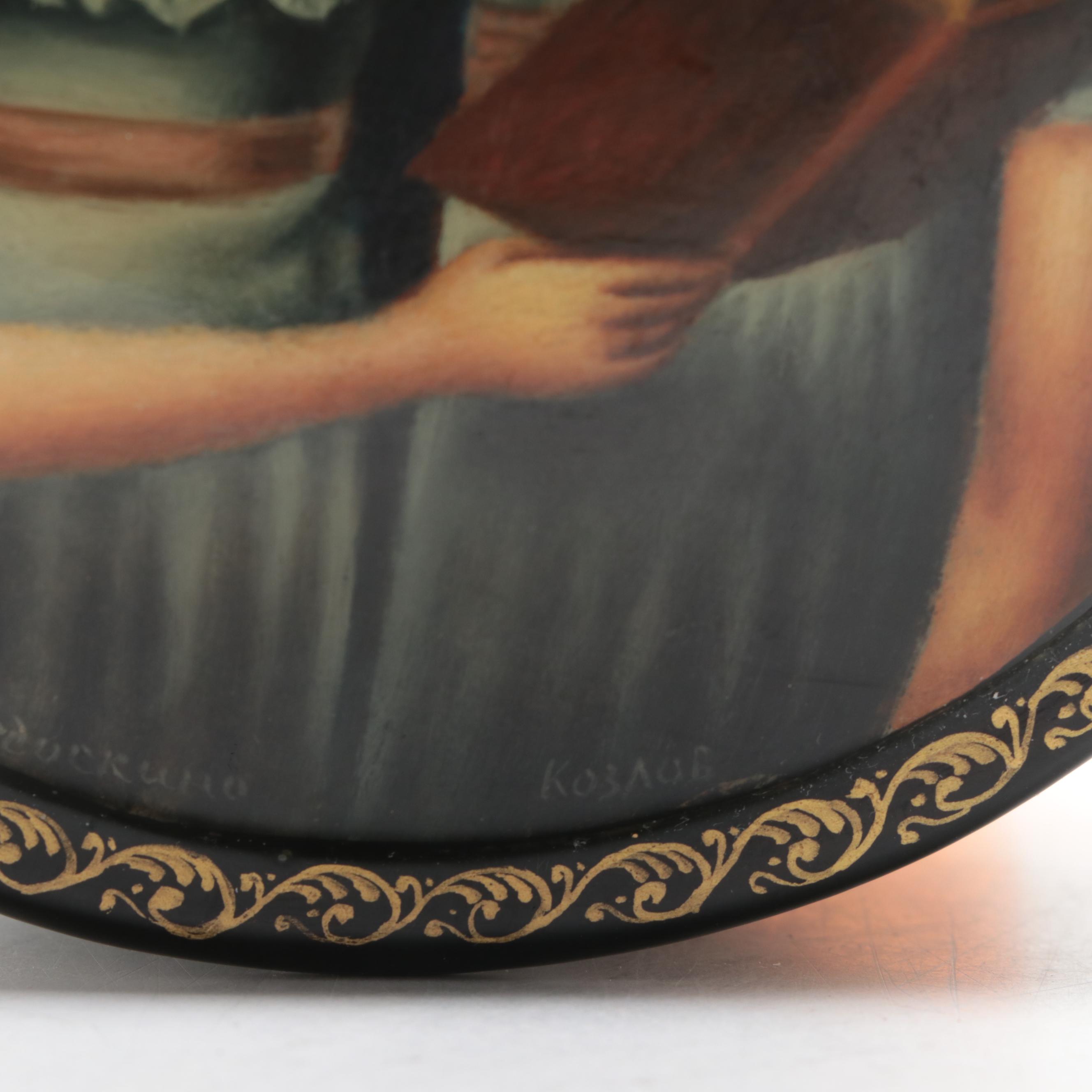 Russian Fedoskino Hand-Painted Lacquerware Portrait Boxes