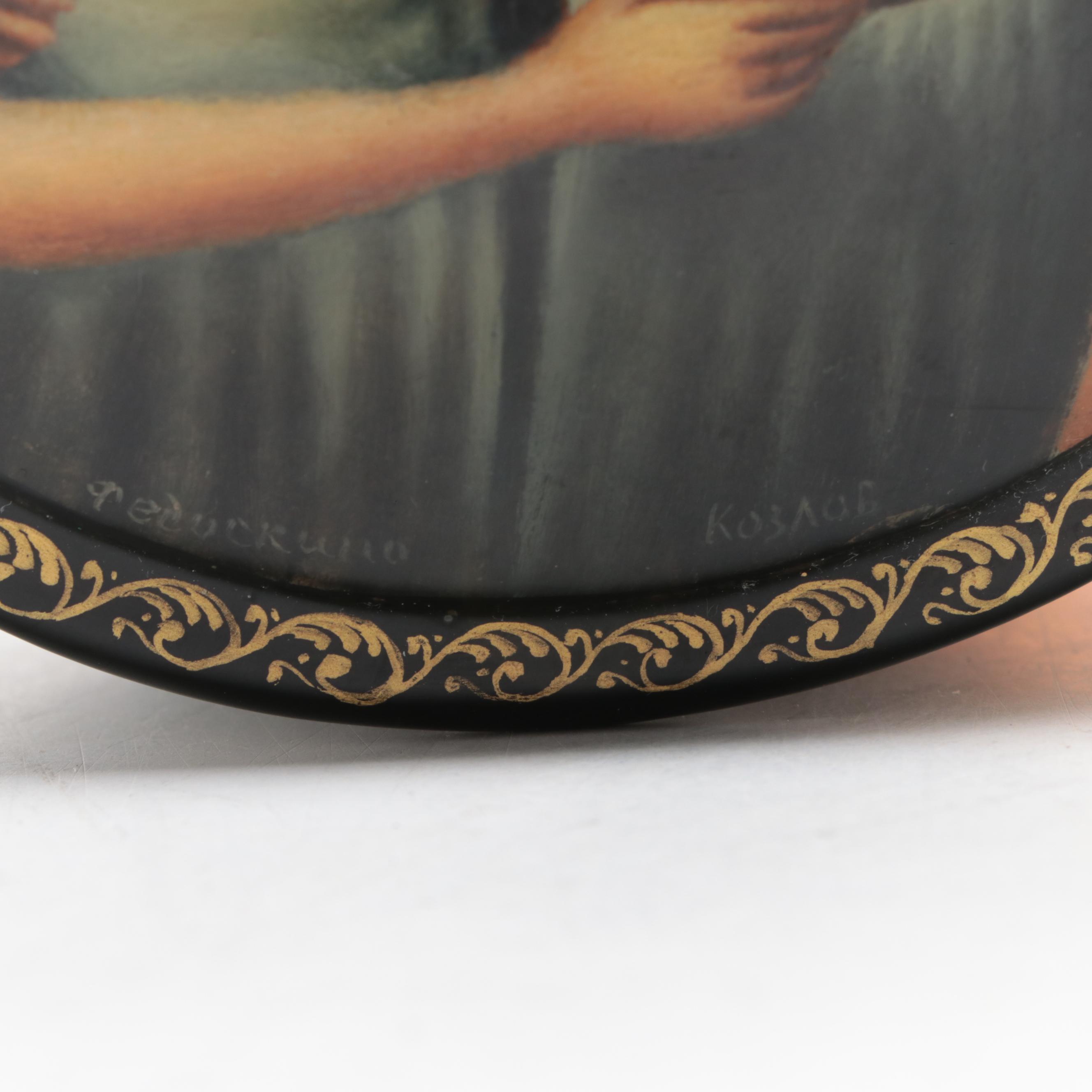 Russian Fedoskino Hand-Painted Lacquerware Portrait Boxes