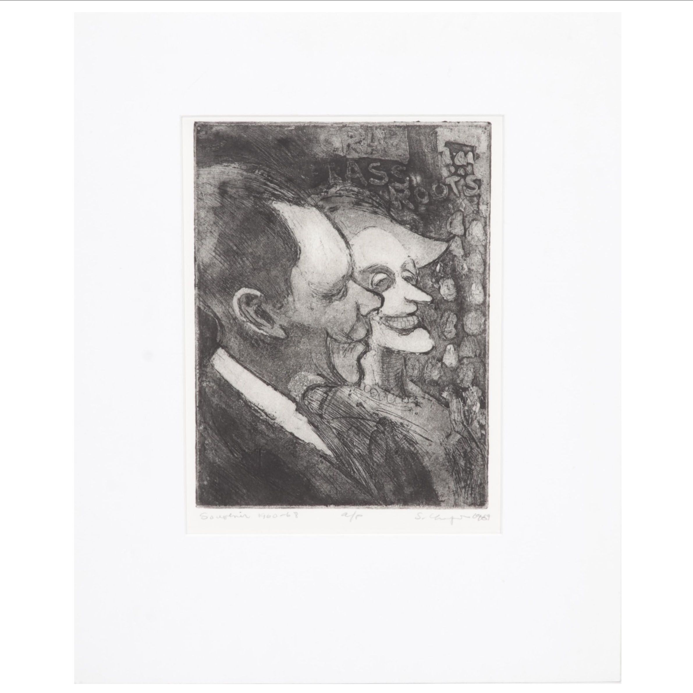 Sidney Chafetz Etching with Aquatint "Souvenir 1960 - 68," 1969