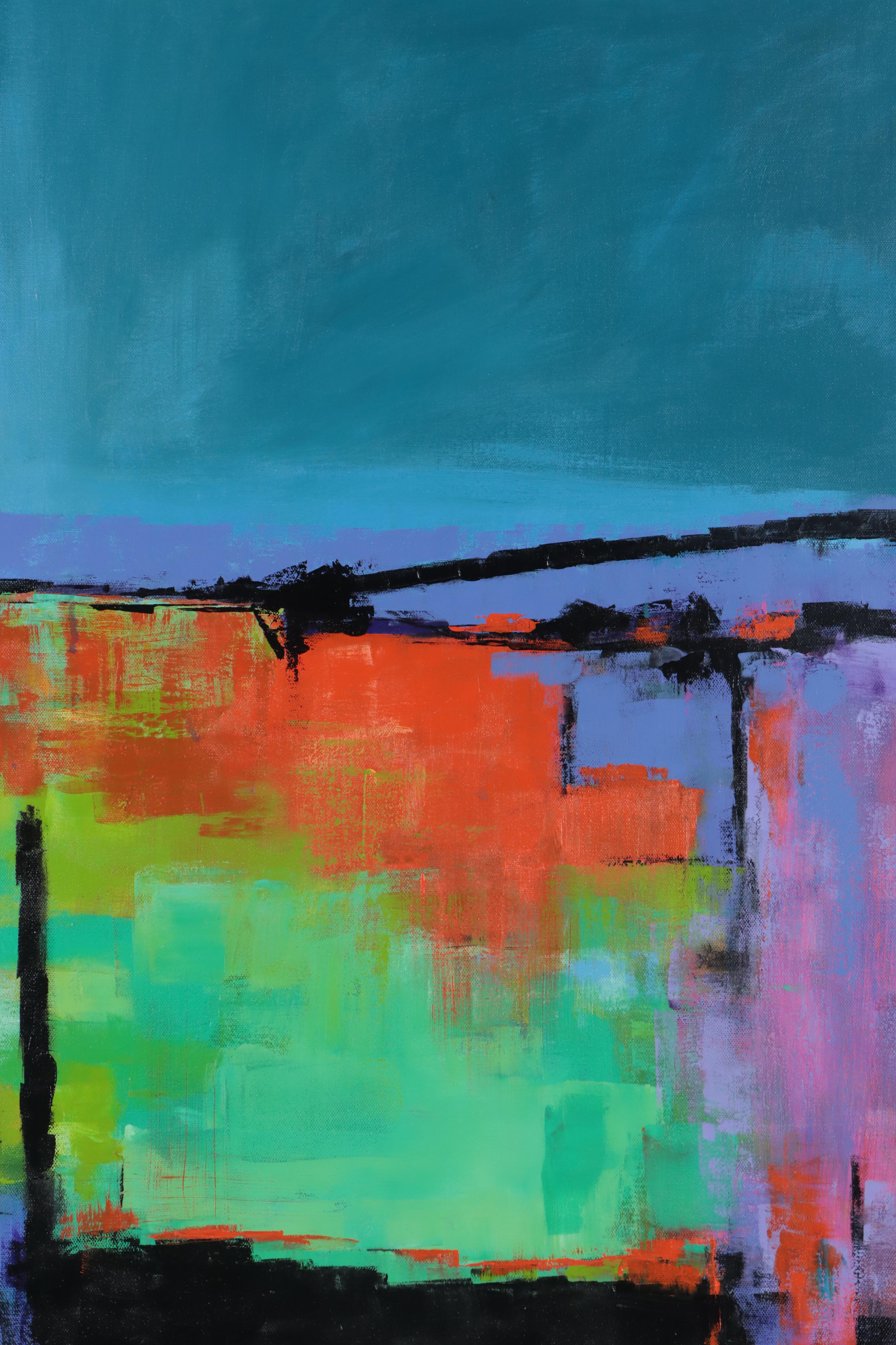 Sanna Acrylic Painting "Connecting," 21st Century