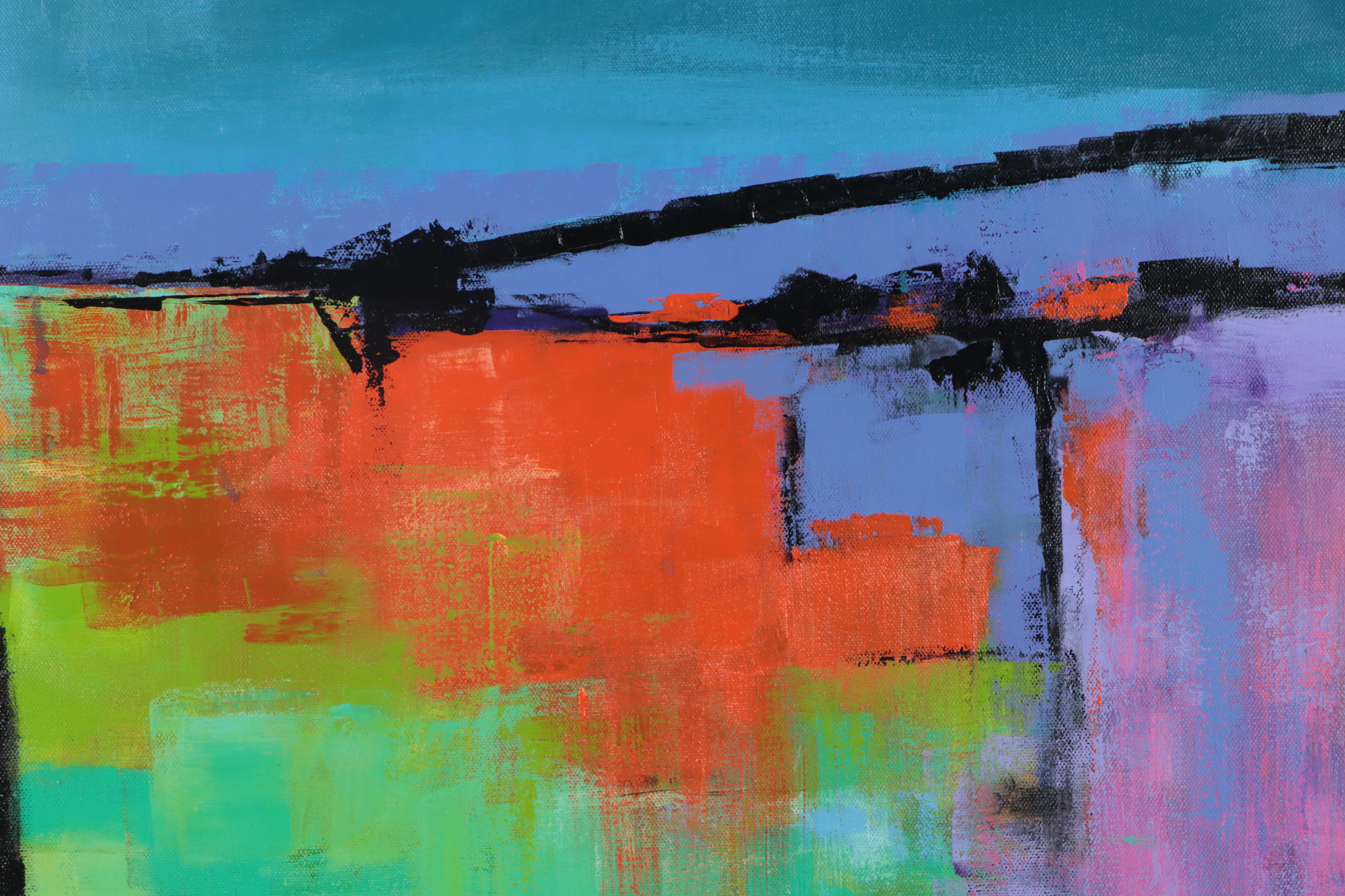 Sanna Acrylic Painting "Connecting," 21st Century