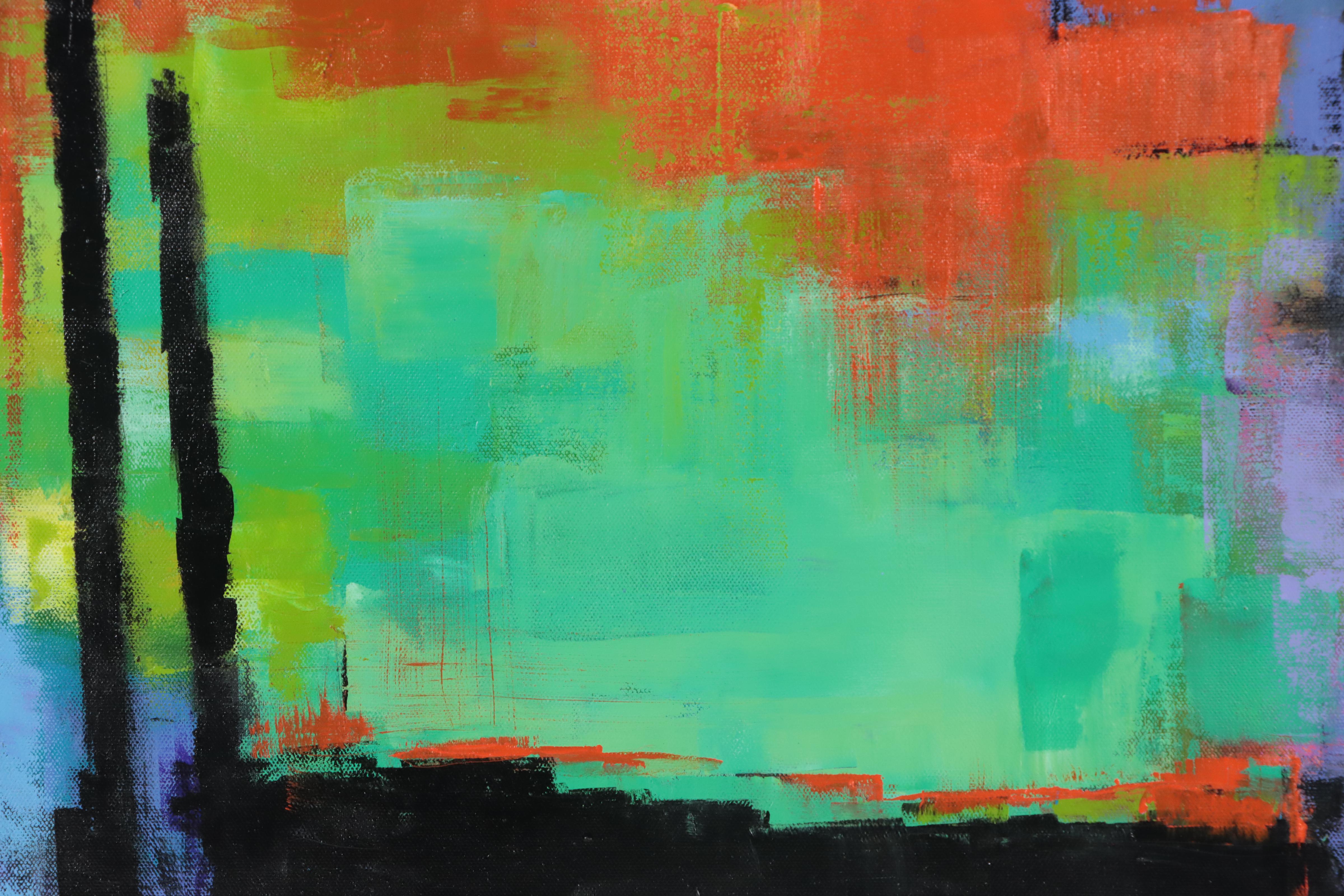 Sanna Acrylic Painting "Connecting," 21st Century