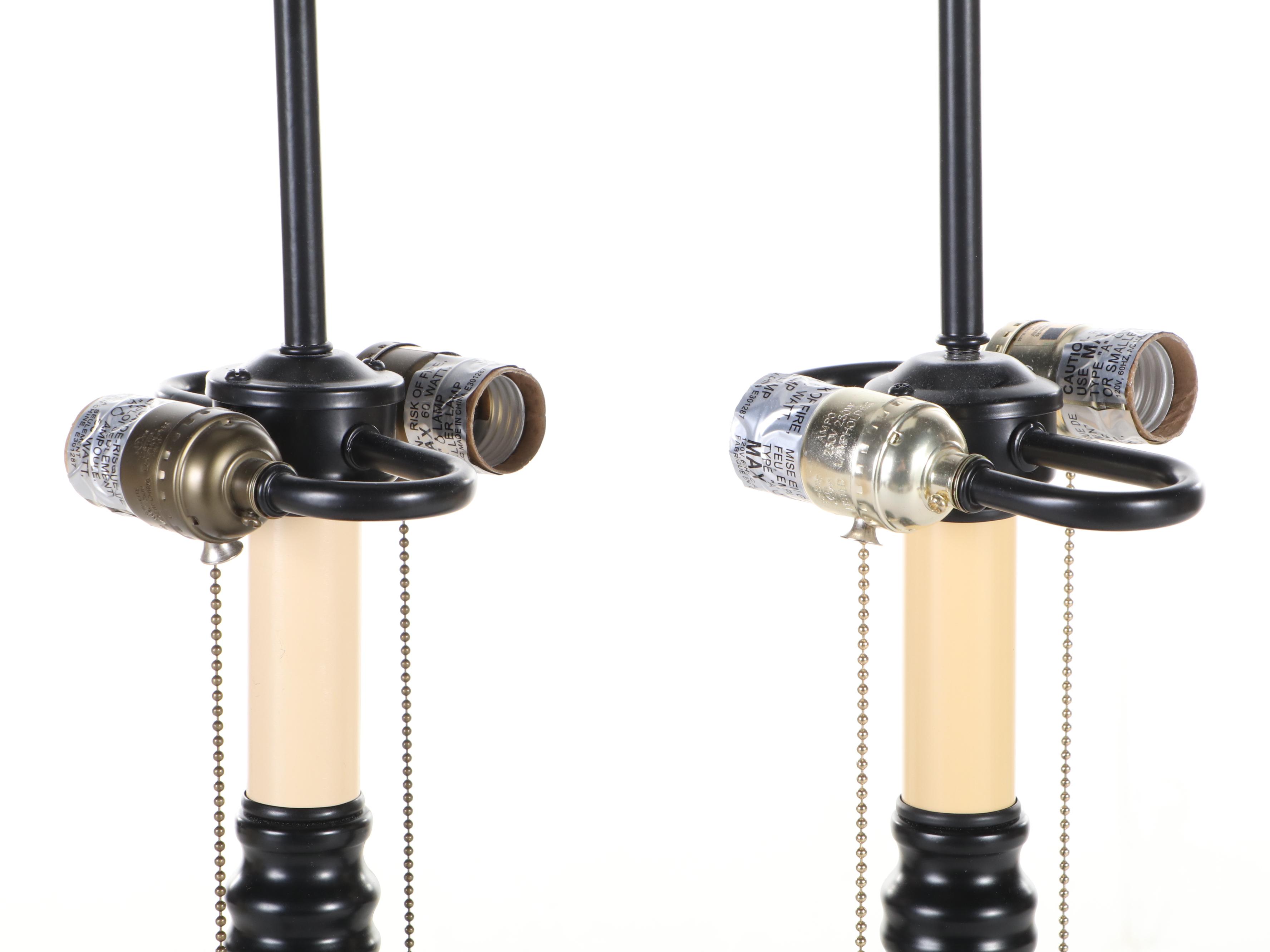 Pair of Oil Rubbed Bronze Metal Lamps, Contemporary