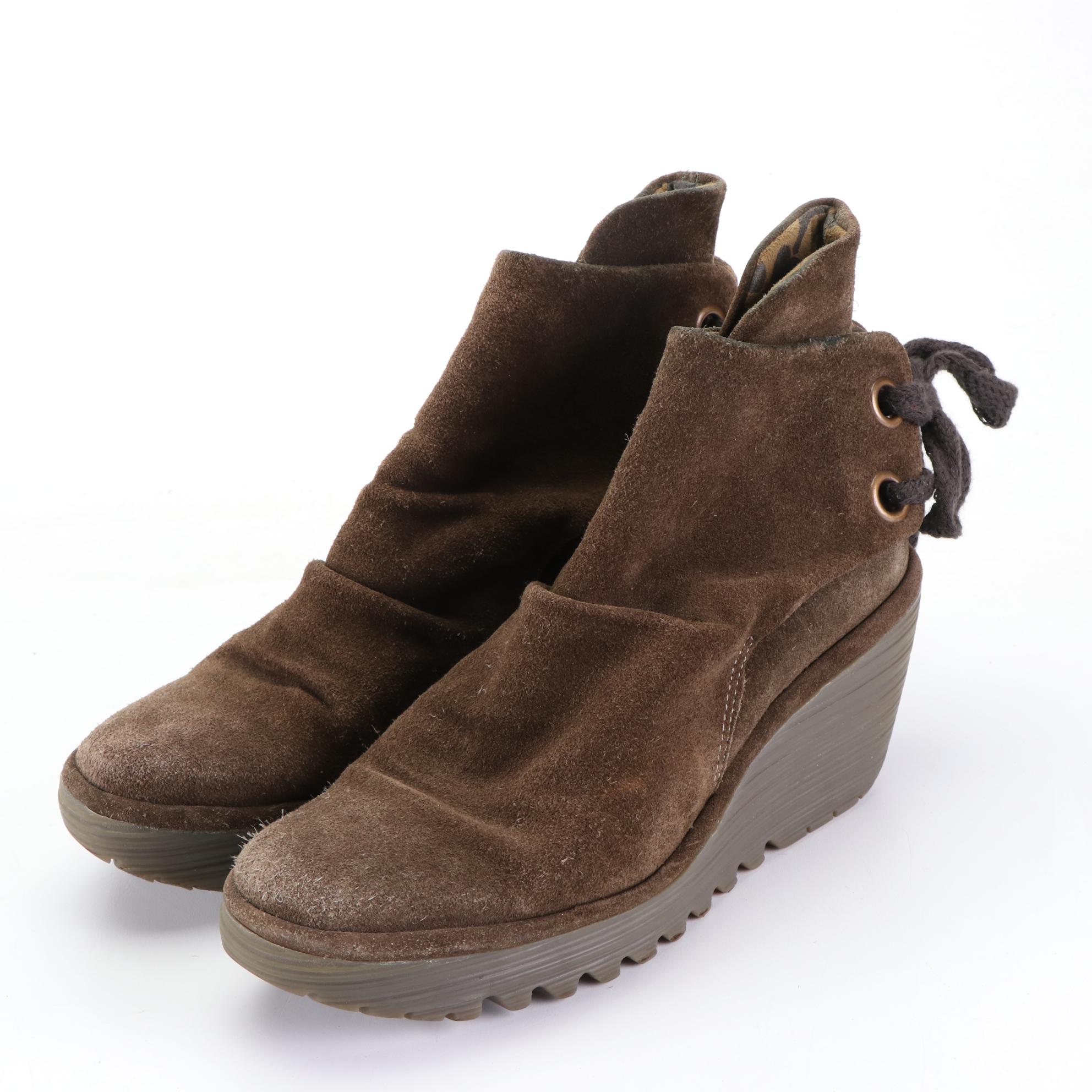 Tory Burch Open Toe Wedges, Adidas Green Equipment Slip-Ons, & London Fly Boots