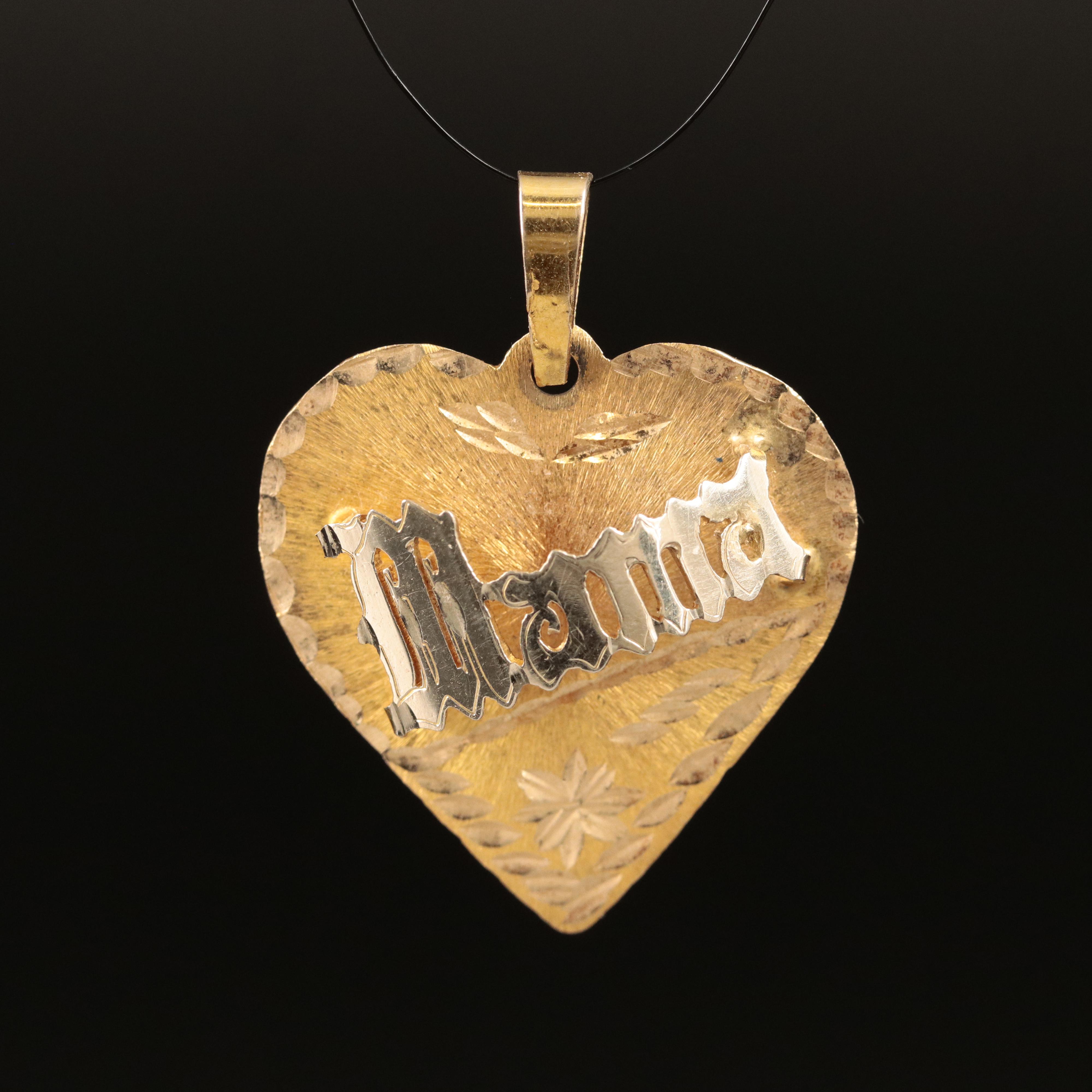 14K Mama Heart Pendant