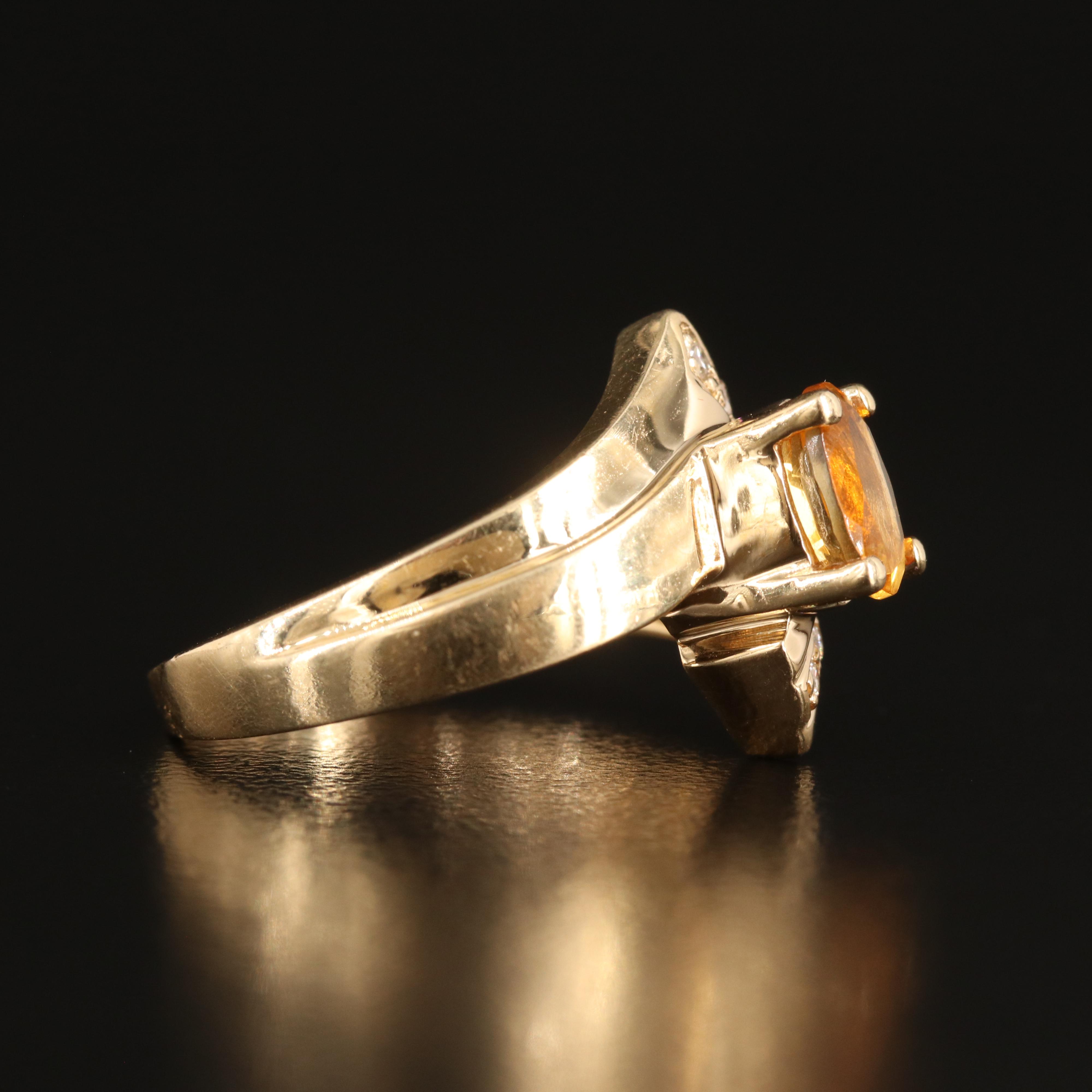 14K Citrine and Diamond Bypass Ring