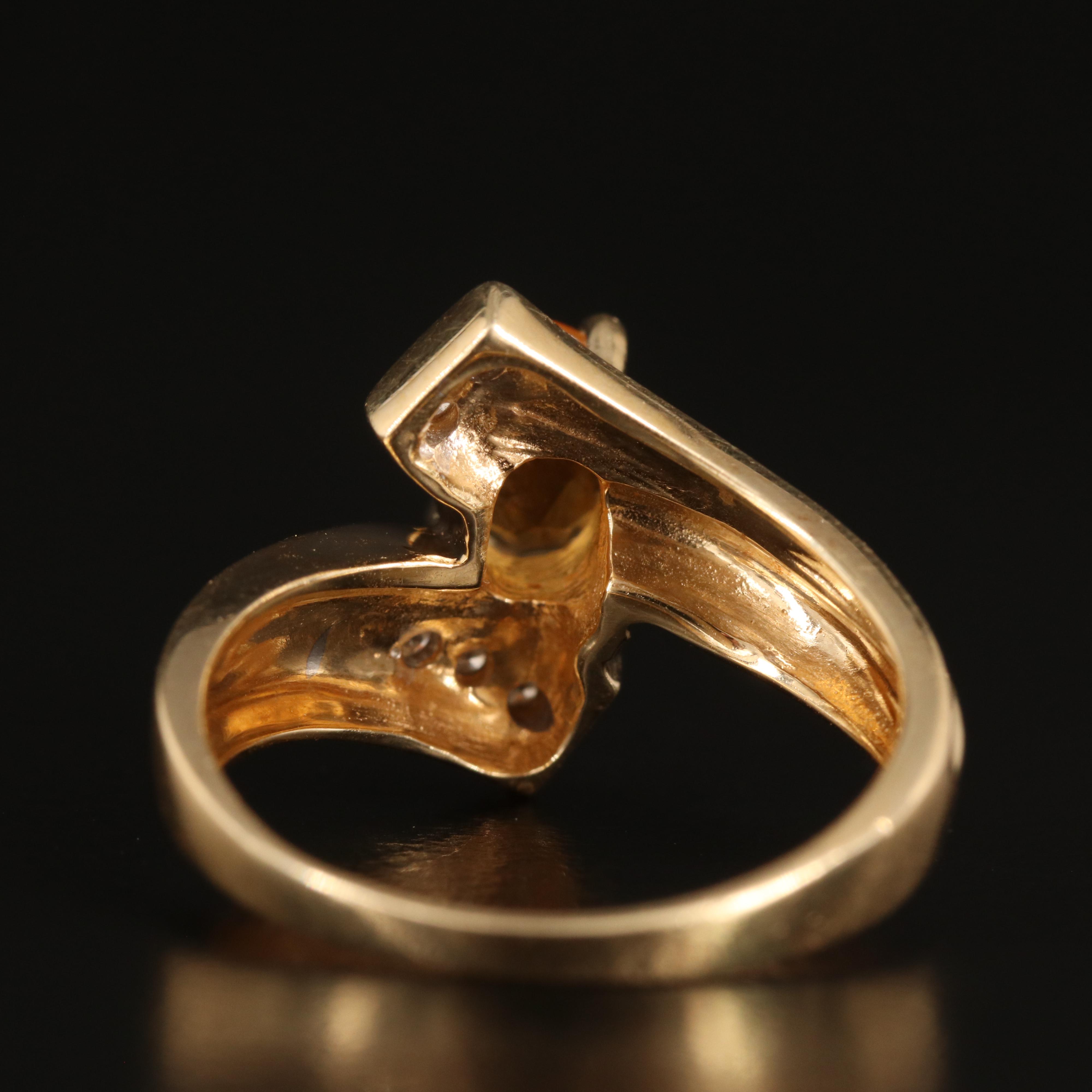14K Citrine and Diamond Bypass Ring
