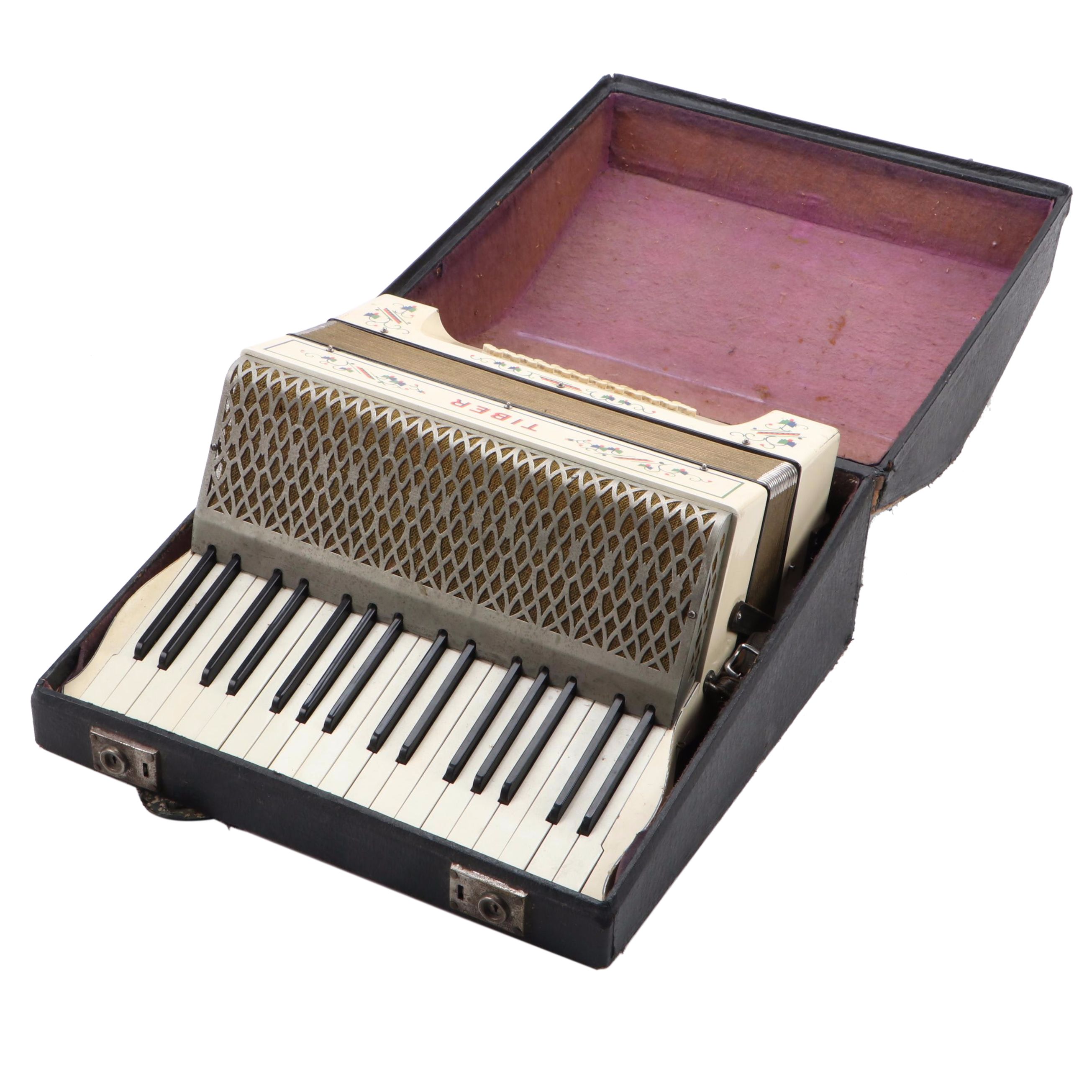 Hohner "Tiber" Keyboard Accordion With Case, Mid-20th Century