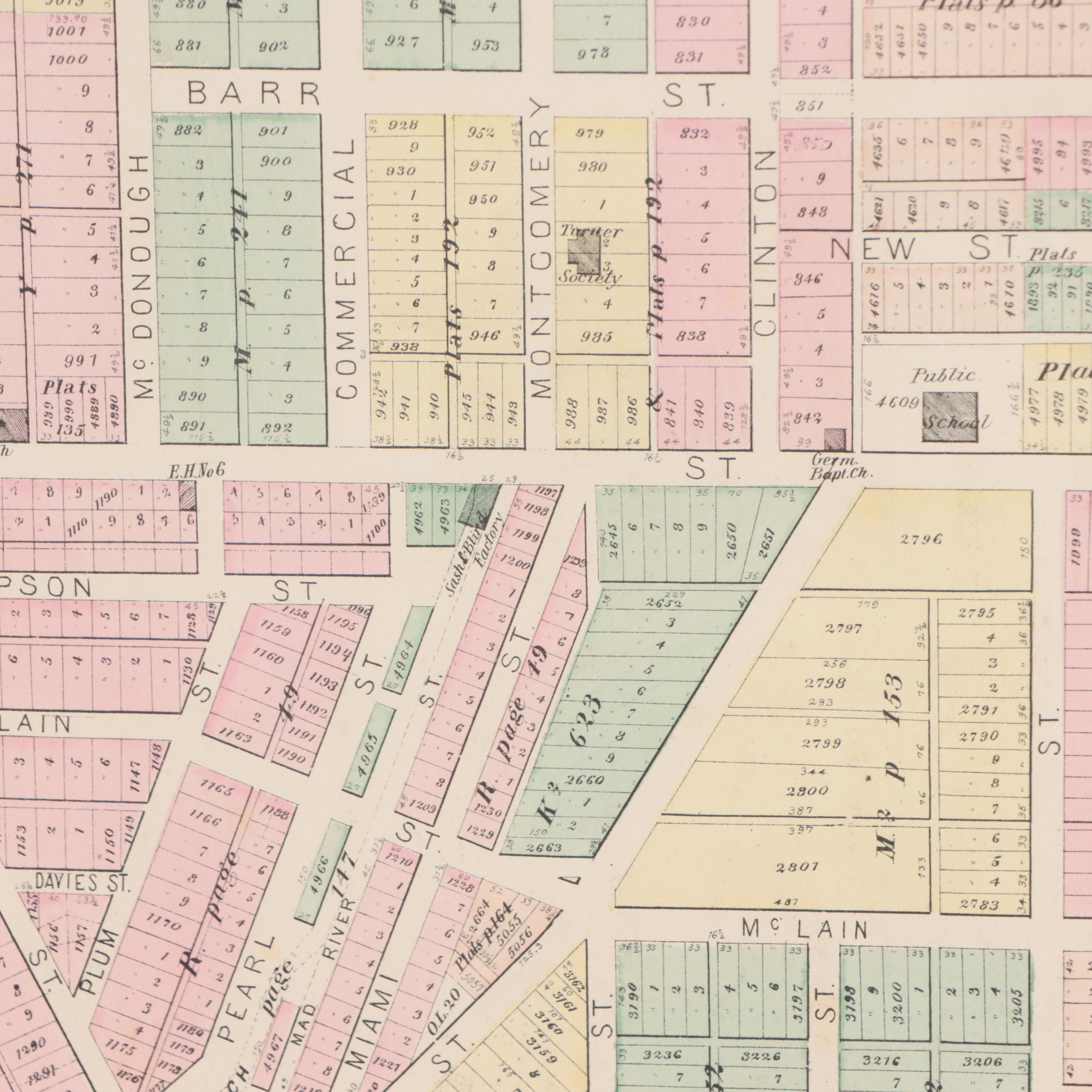 L.H. Everts Hand-Colored Lithograph Map of Cleveland "Sixth Ward," Circa 1870