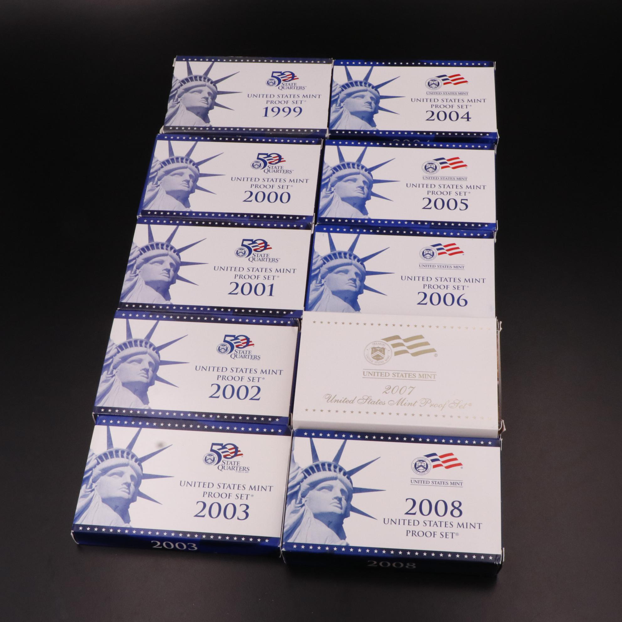 Group of Ten Different Modern United States Proof Sets