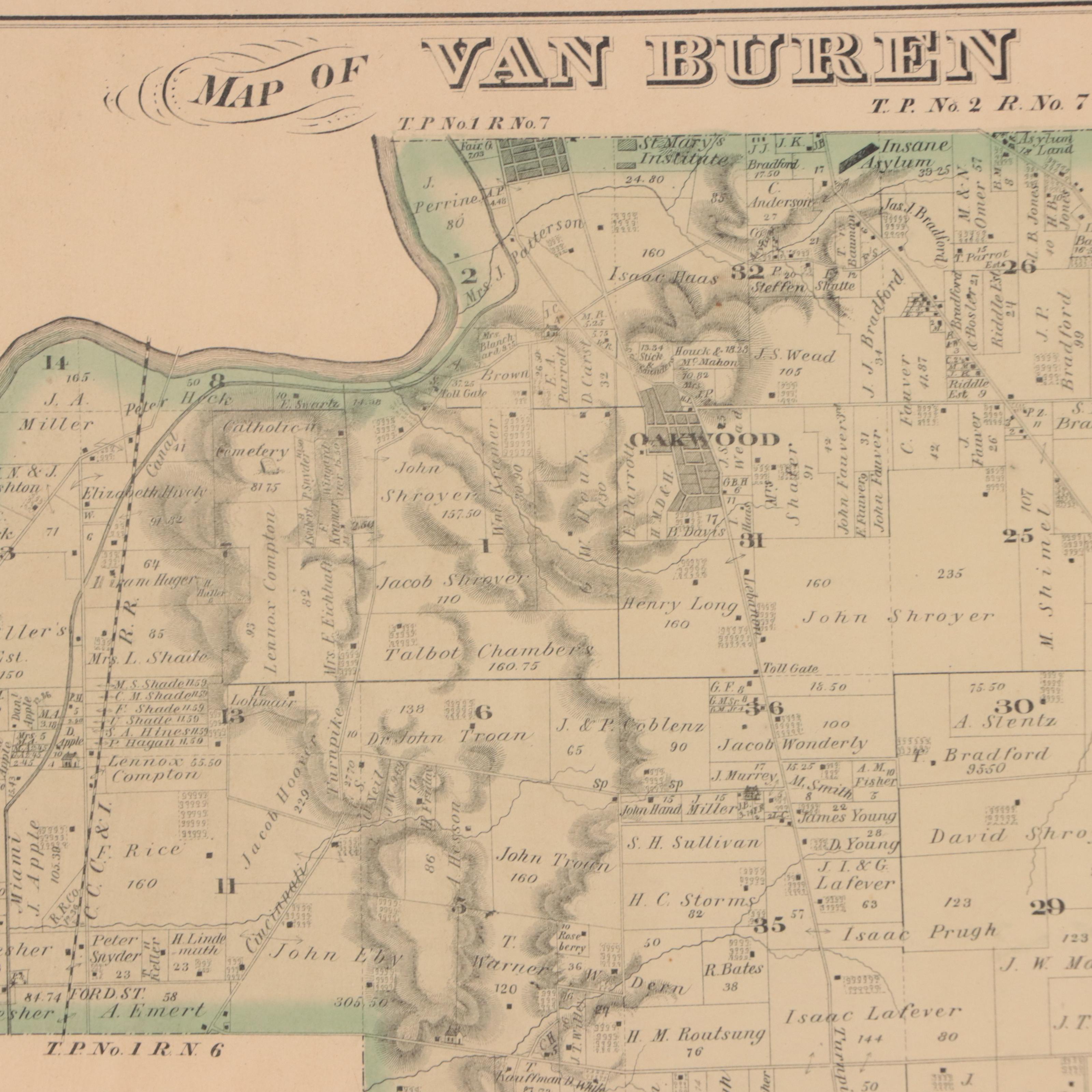 L. H. Everts Hand-Colored Lithograph "Map of Van Buren Township," Circa 1870