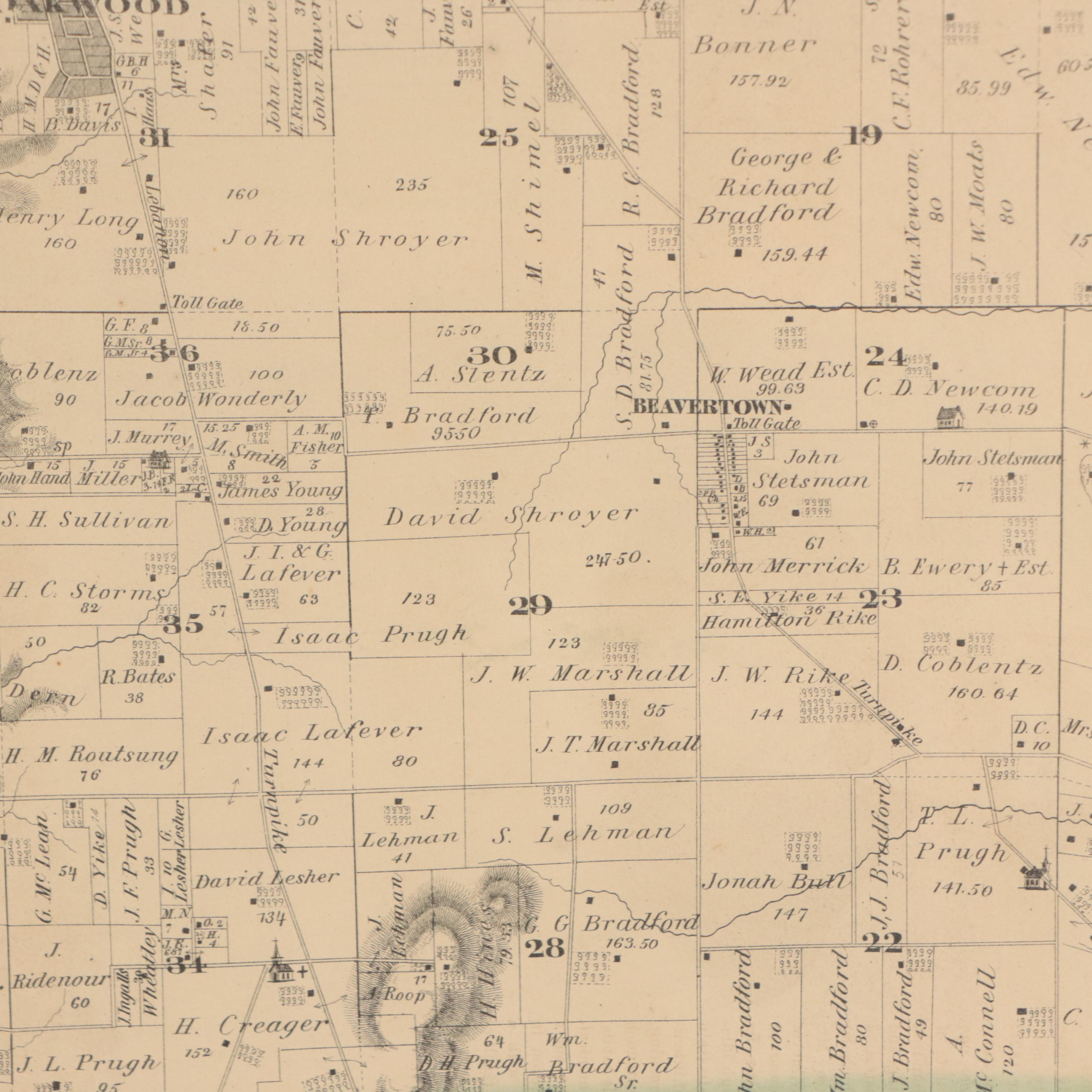 L. H. Everts Hand-Colored Lithograph "Map of Van Buren Township," Circa 1870