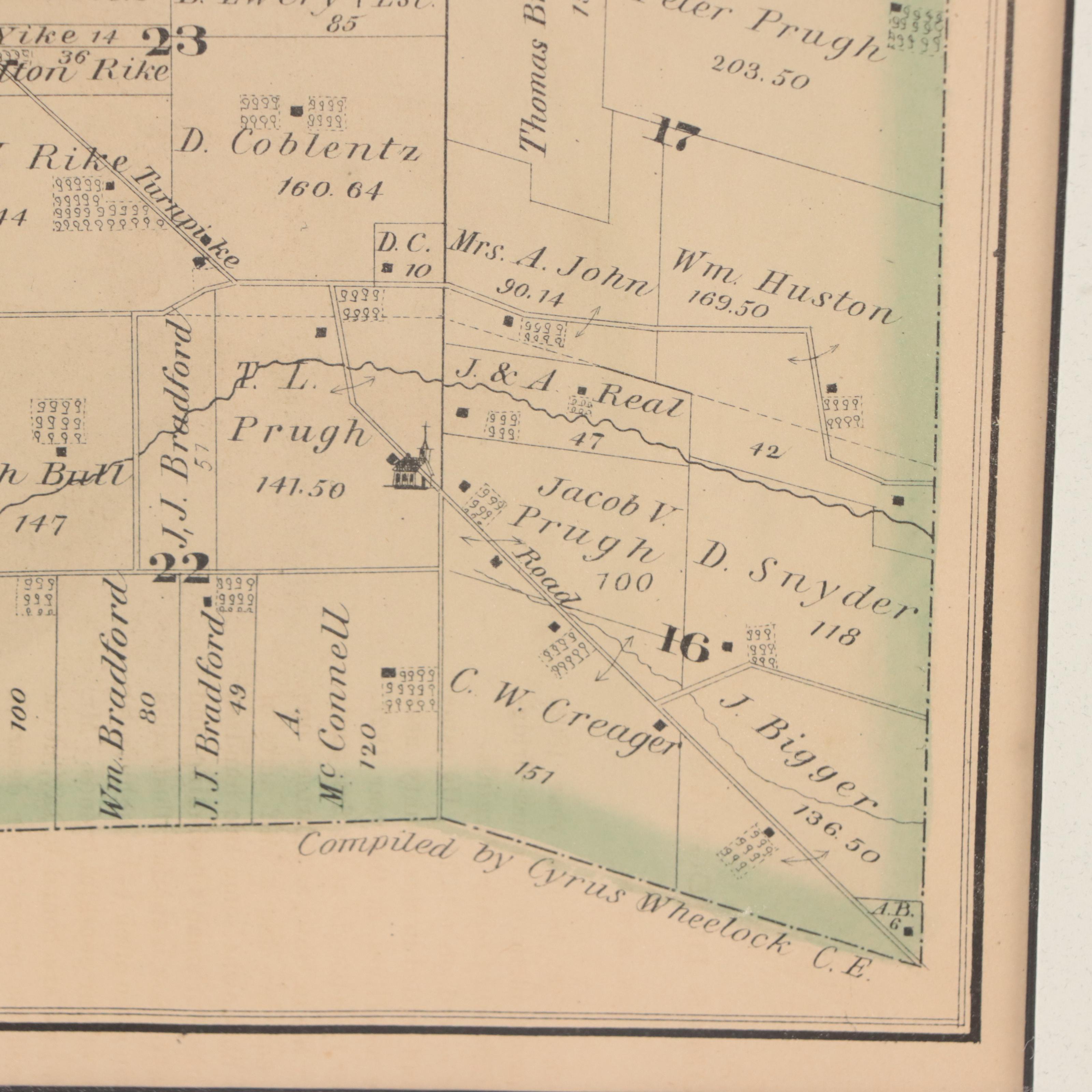 L. H. Everts Hand-Colored Lithograph "Map of Van Buren Township," Circa 1870