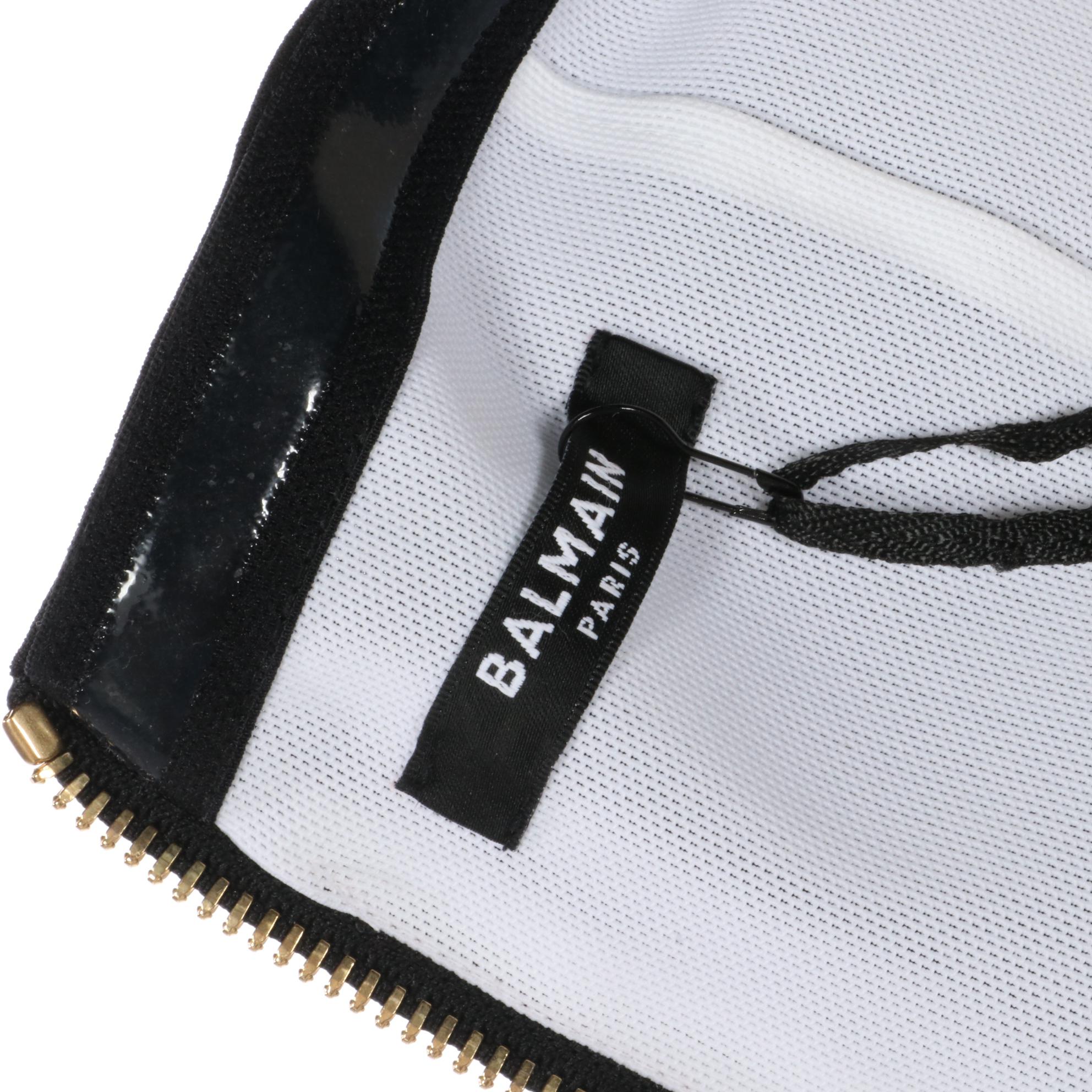 Balmain Off-the-Shoulder Asymmetric White/Black Cocktail Dress, New with Tag