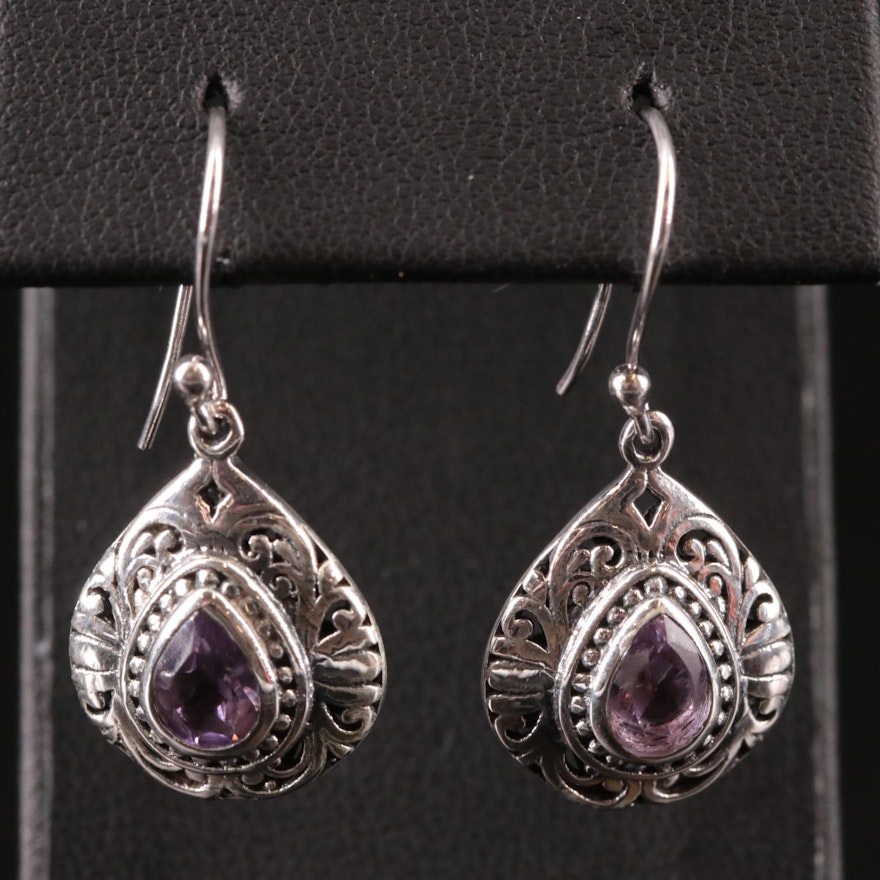 Sterling Amethyst Dangle Earrings