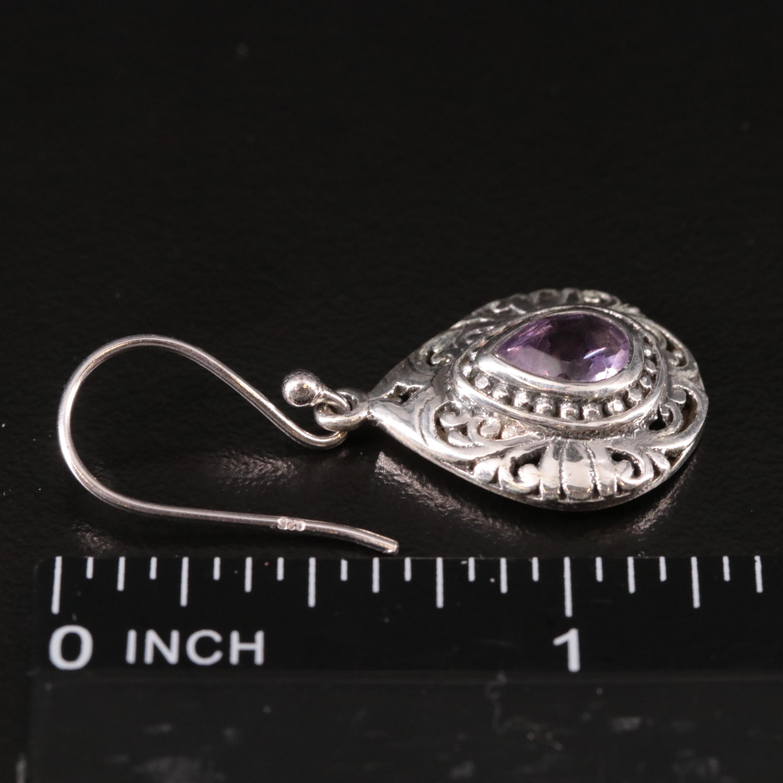 Sterling Amethyst Dangle Earrings