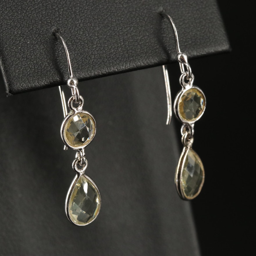 Sterling Citrine Drop Earrings