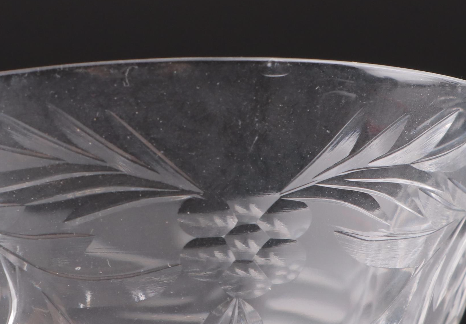 Wheel-Cut Glass Wine and Cordial Glasses, Mid to Late 20th Century