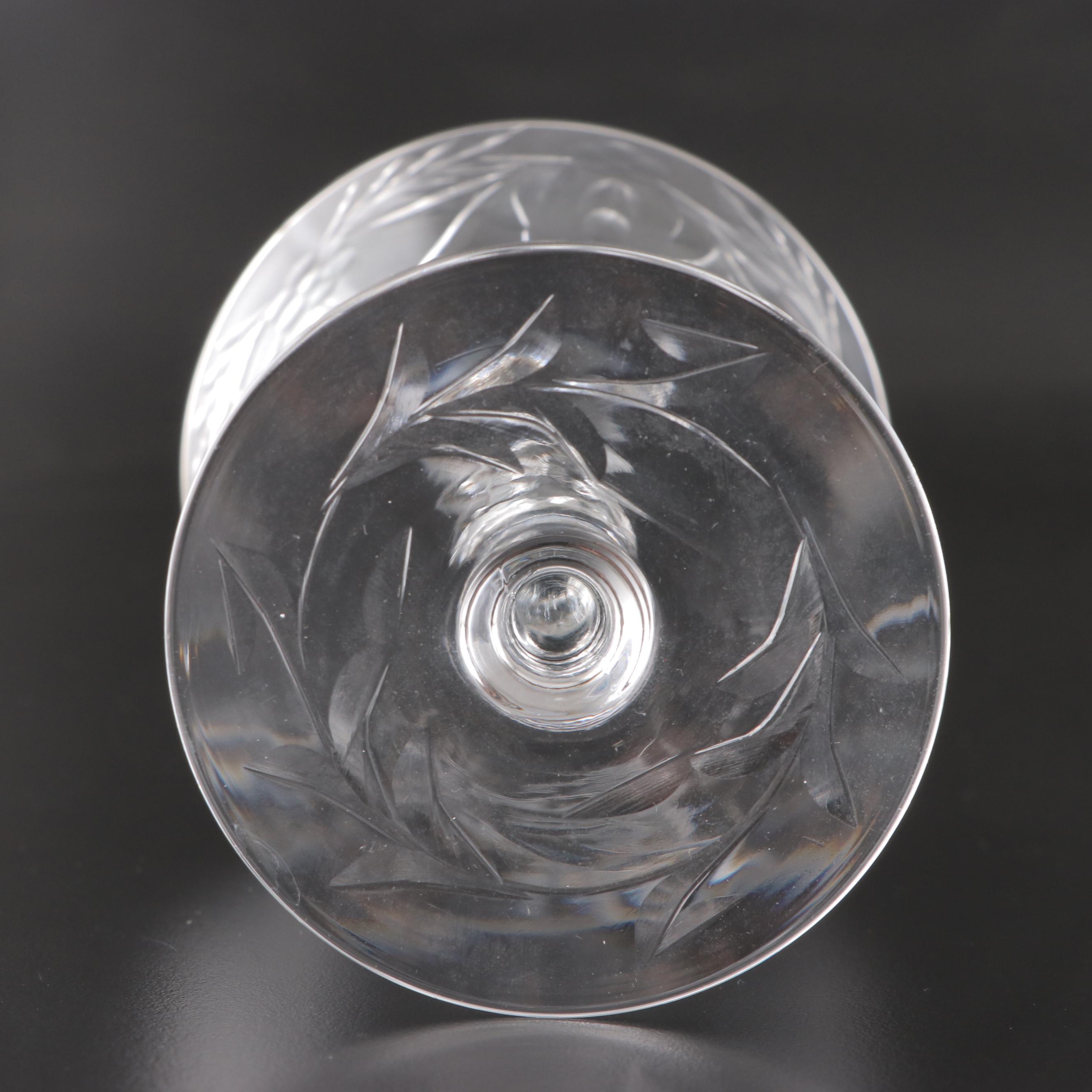 Wheel-Cut Glass Wine and Cordial Glasses, Mid to Late 20th Century