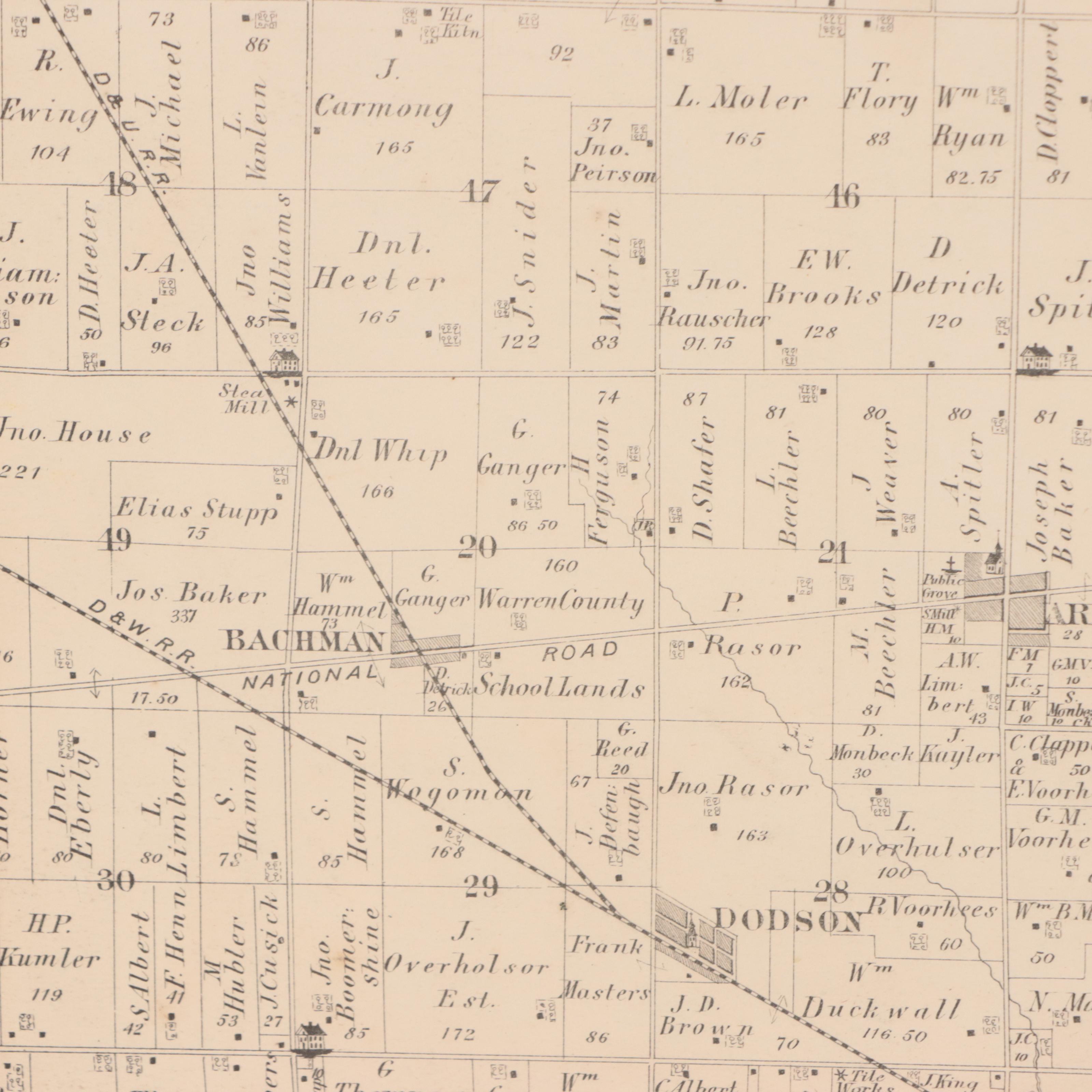 L. H. Everts Hand-Colored Lithograph "Map of Clay Township," Circa 1870