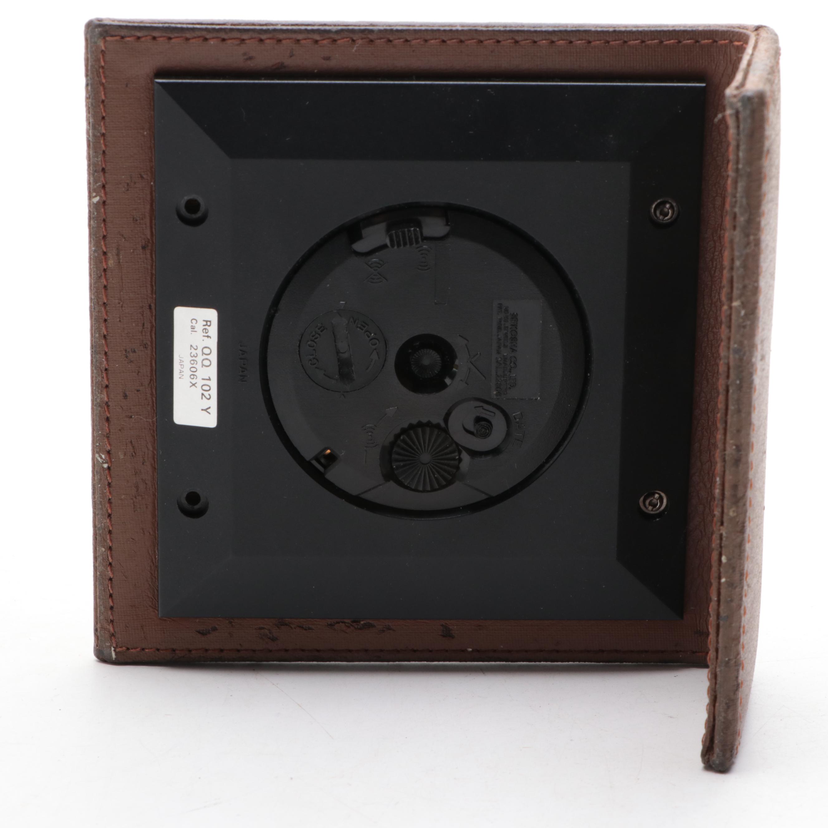 Seiko Alarm Clock With Brass Candlestick Table Lamp, Late 20th Century