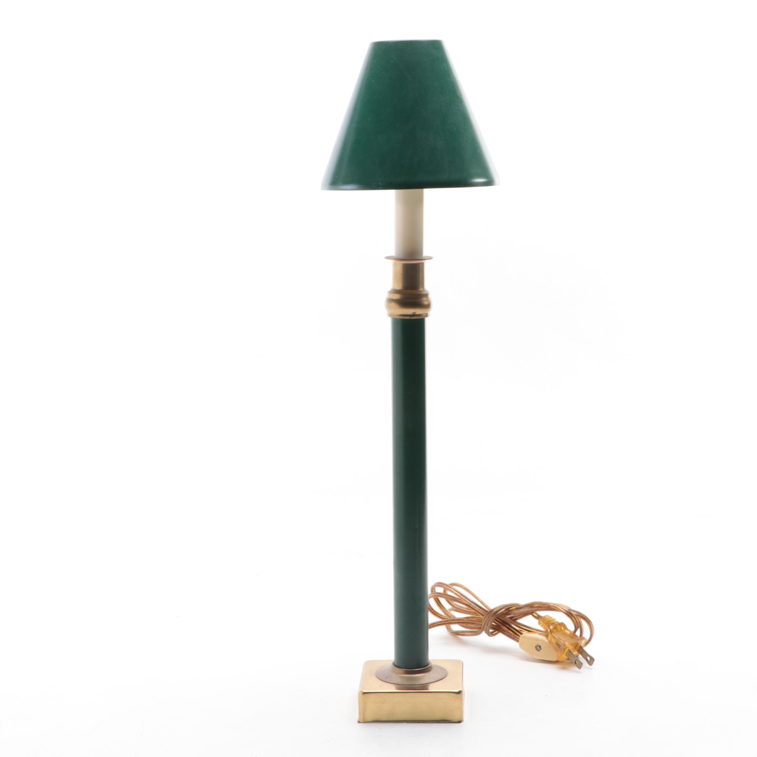 Seiko Alarm Clock With Brass Candlestick Table Lamp, Late 20th Century