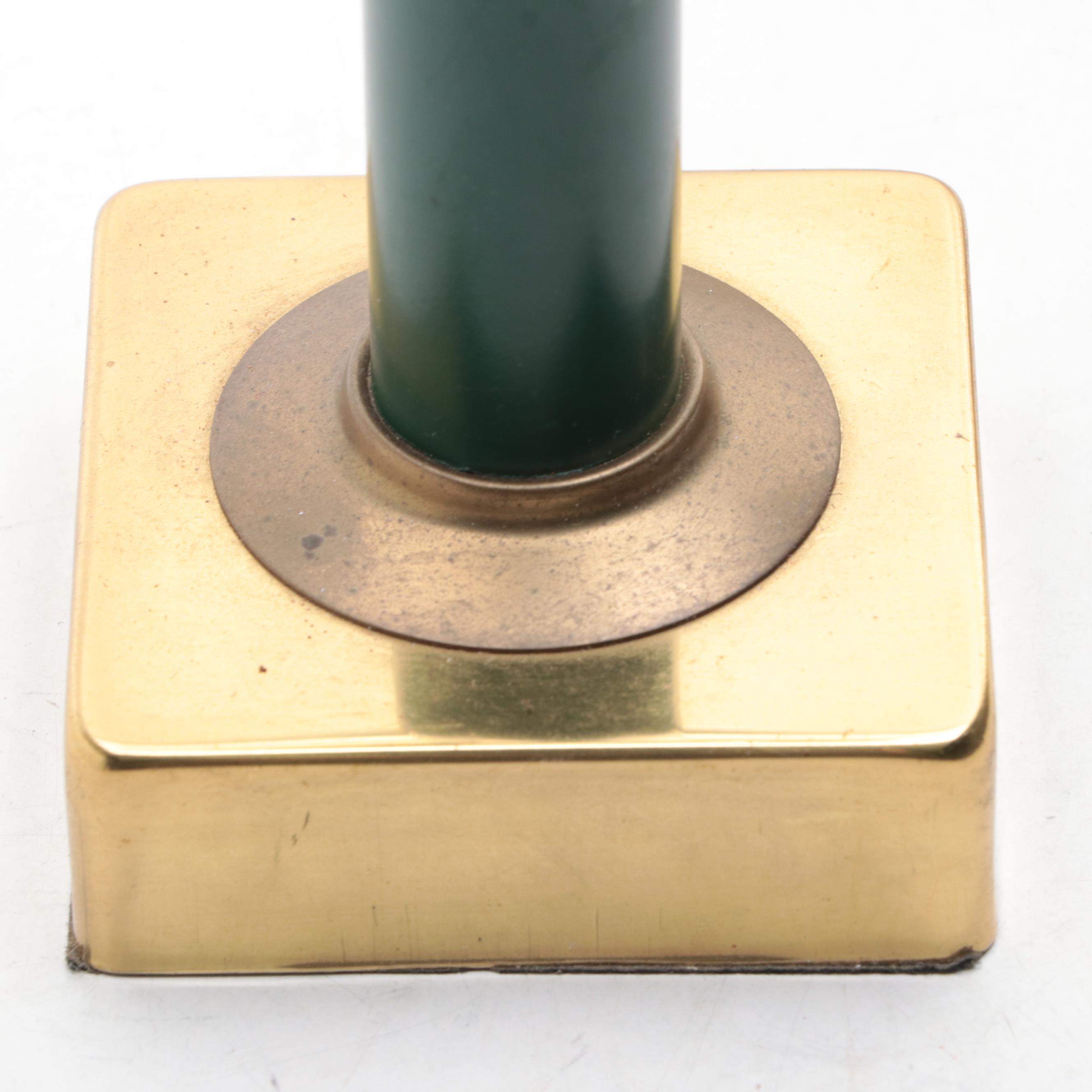 Seiko Alarm Clock With Brass Candlestick Table Lamp, Late 20th Century