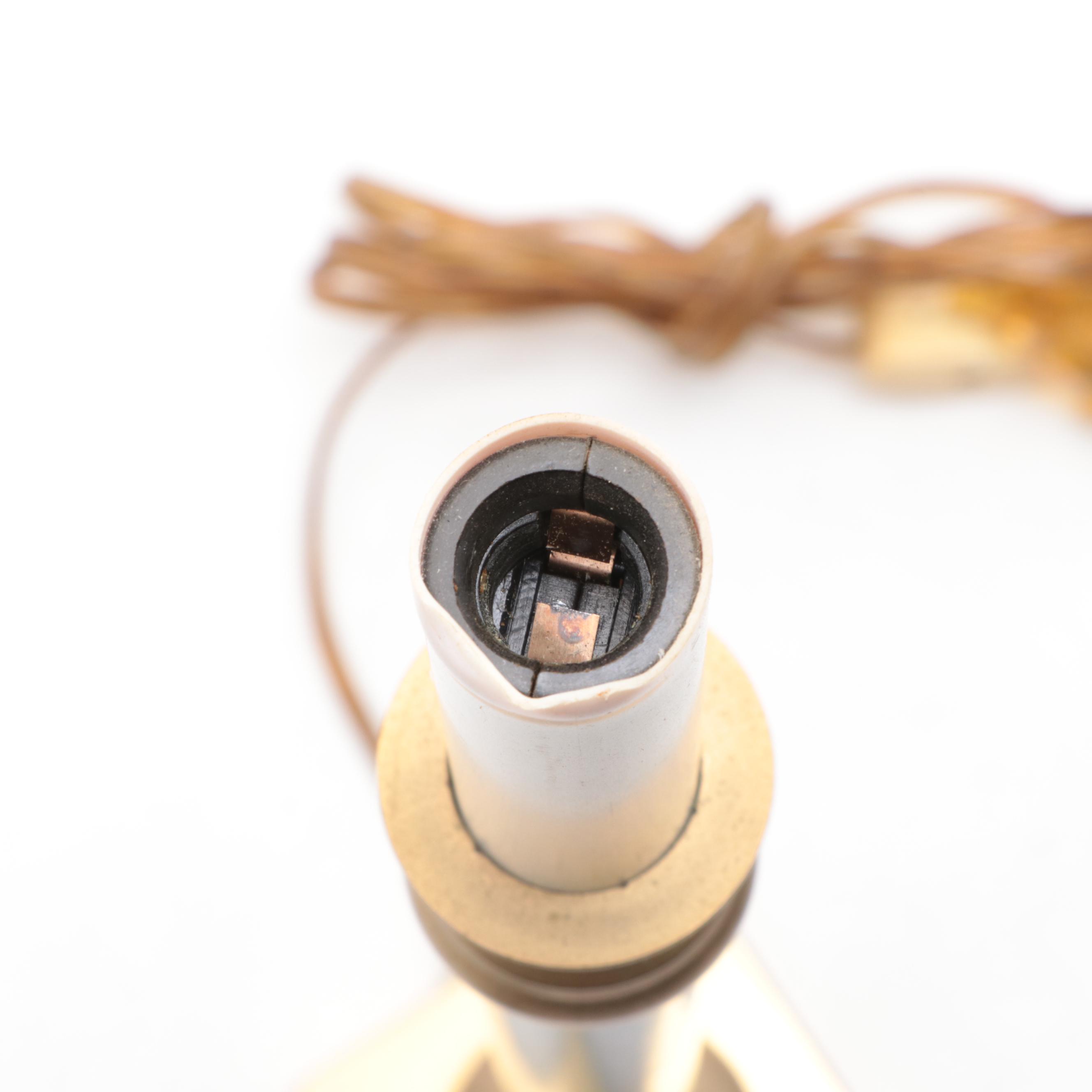 Seiko Alarm Clock With Brass Candlestick Table Lamp, Late 20th Century
