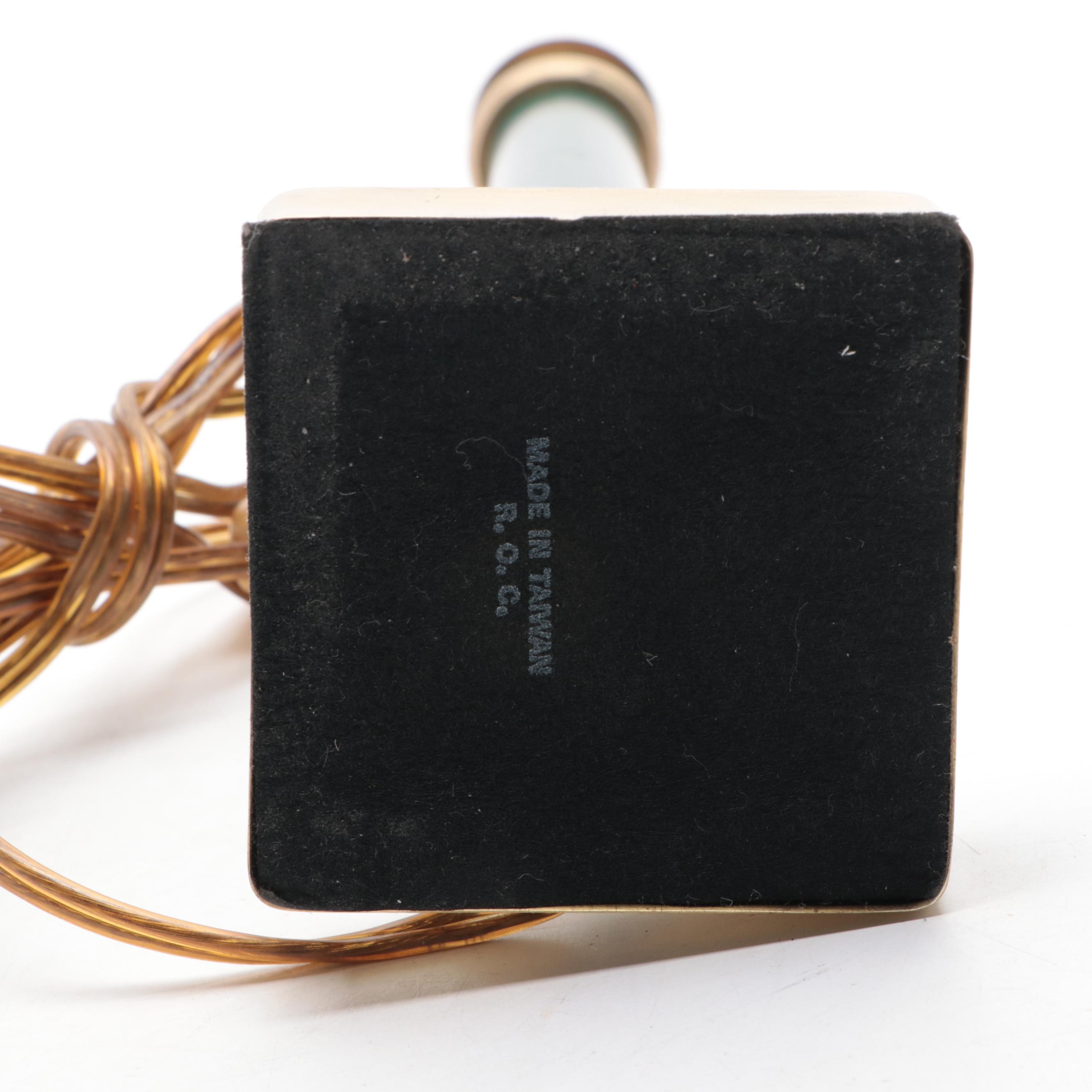 Seiko Alarm Clock With Brass Candlestick Table Lamp, Late 20th Century