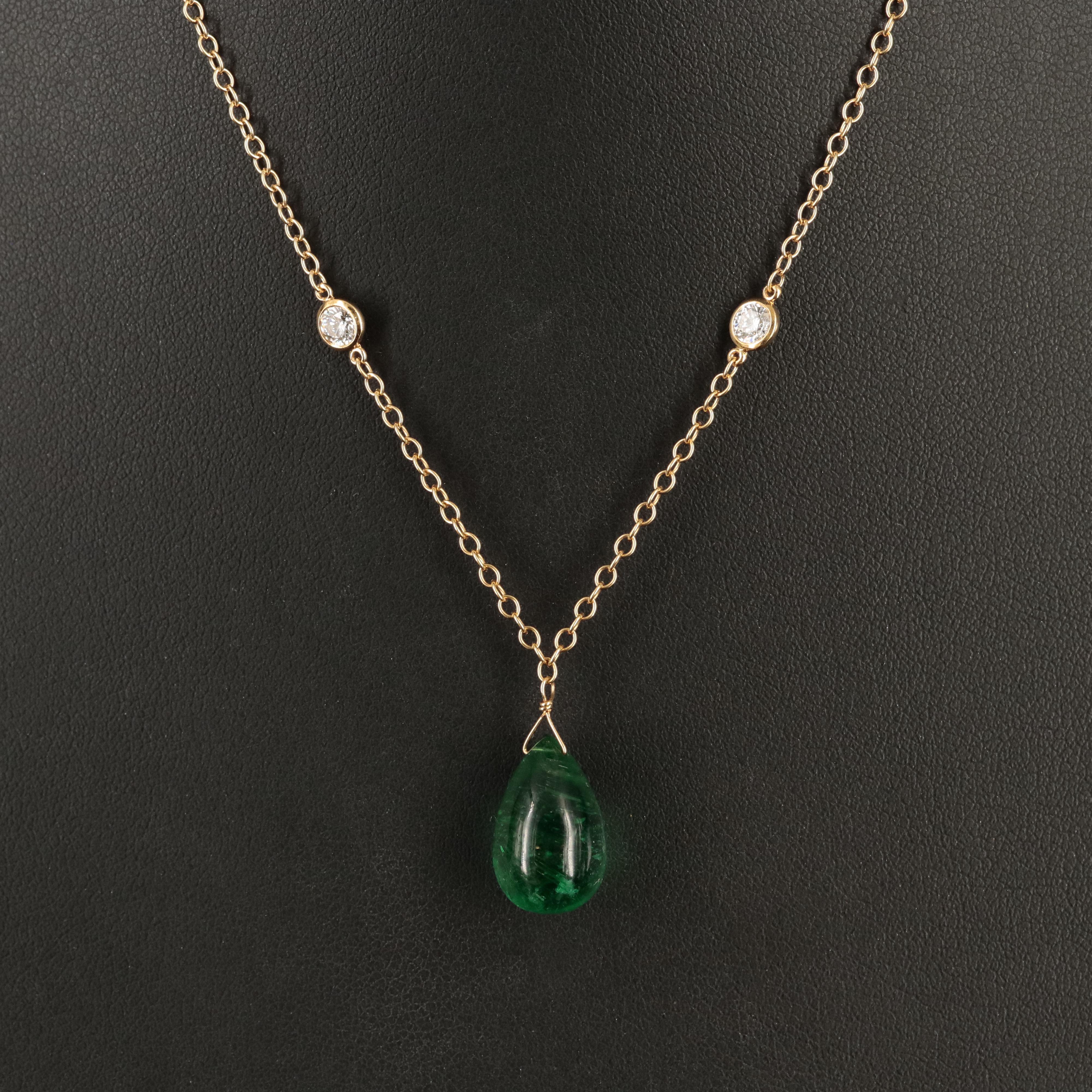Elsa Peretti for Tiffany & Co. "Color by the Yard" Emerald and Diamond Necklace