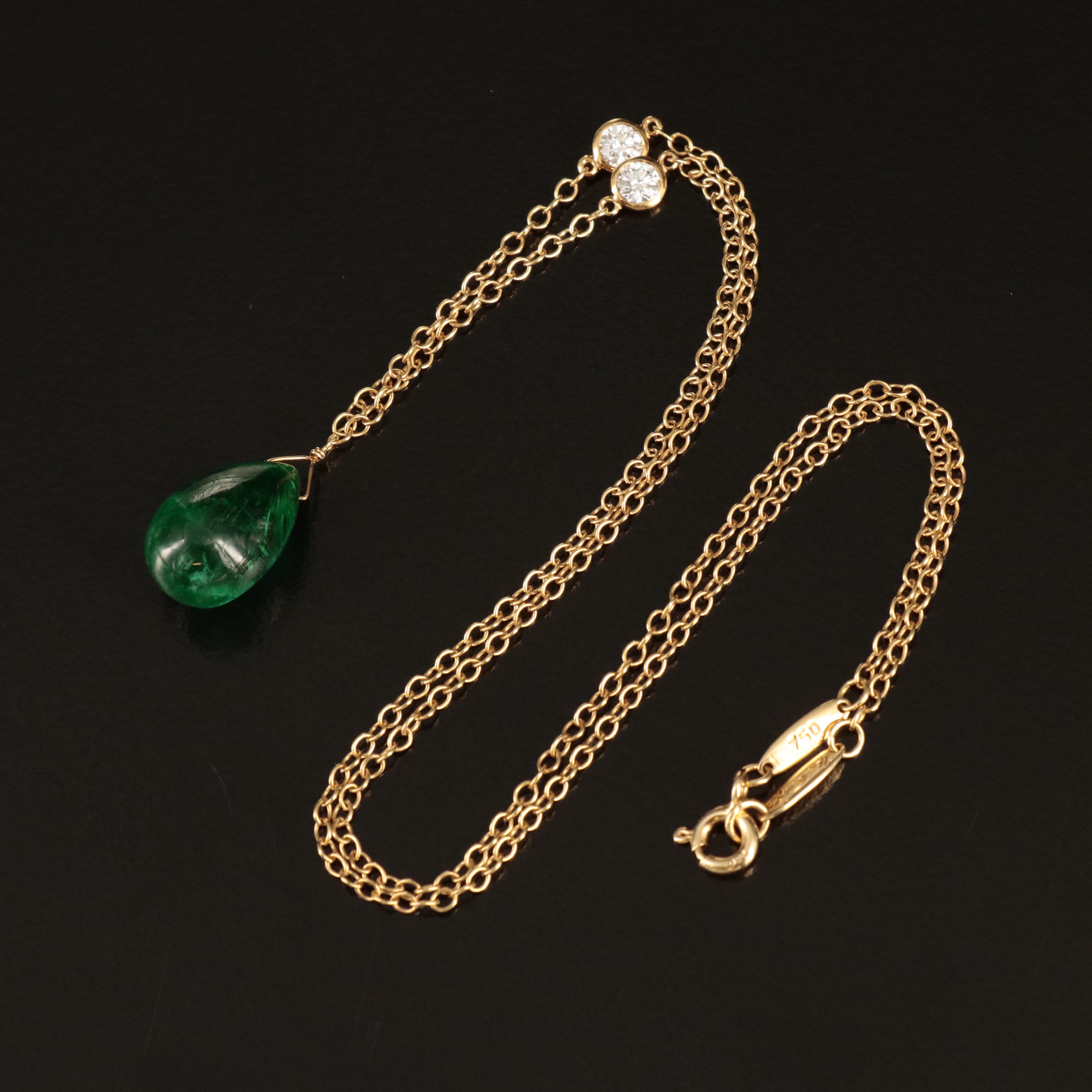 Elsa Peretti for Tiffany & Co. "Color by the Yard" Emerald and Diamond Necklace