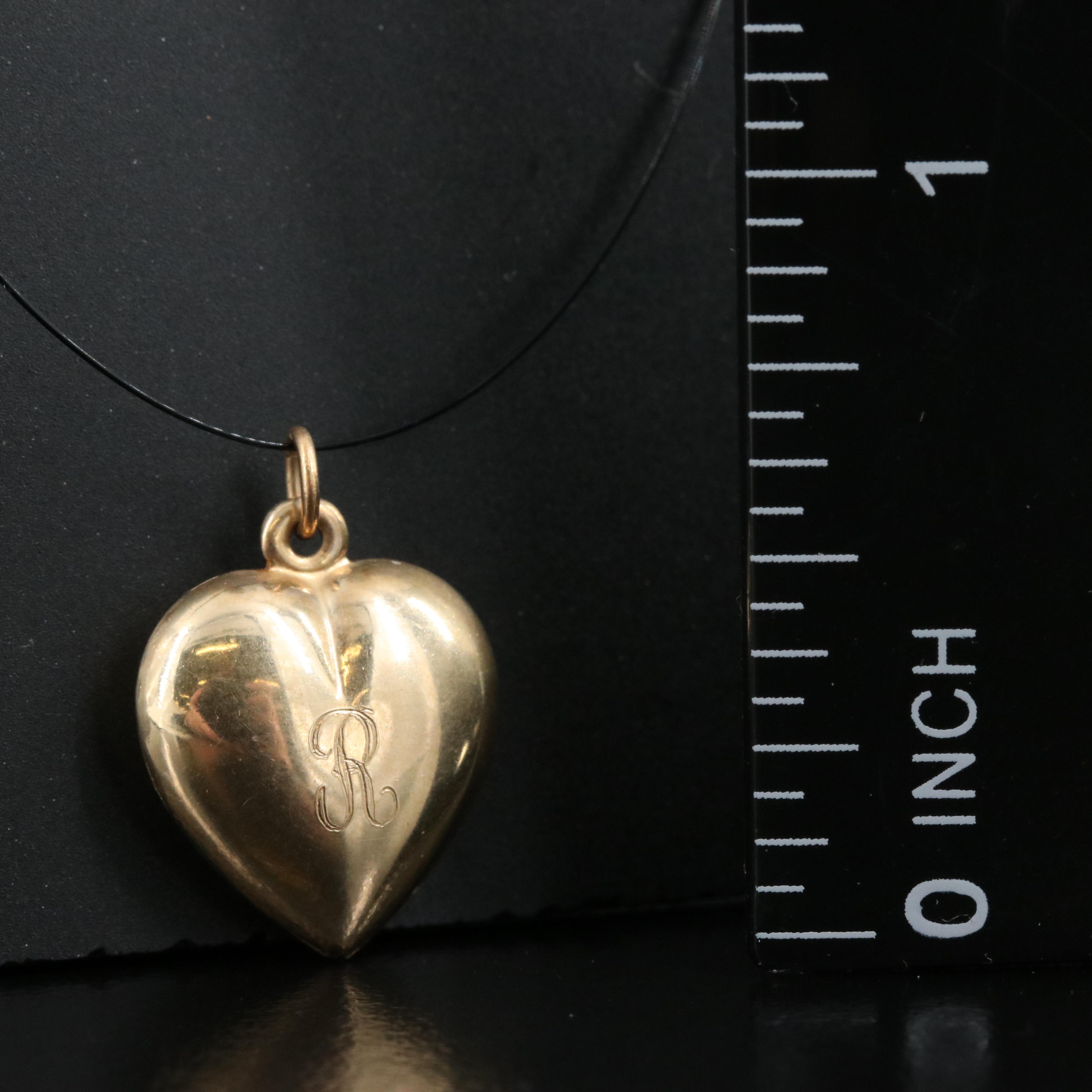 14K Puffy Heart Pendant