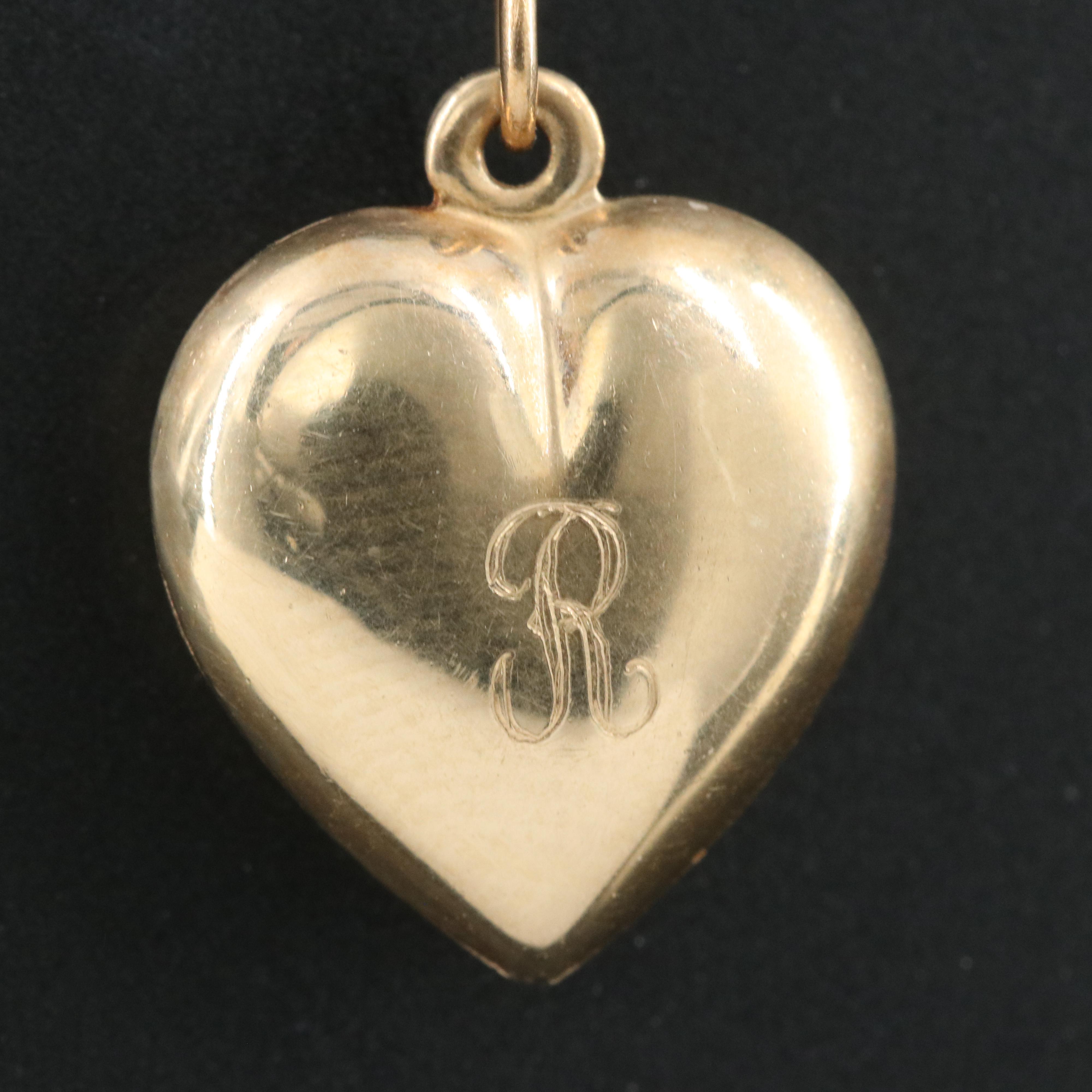 14K Puffy Heart Pendant