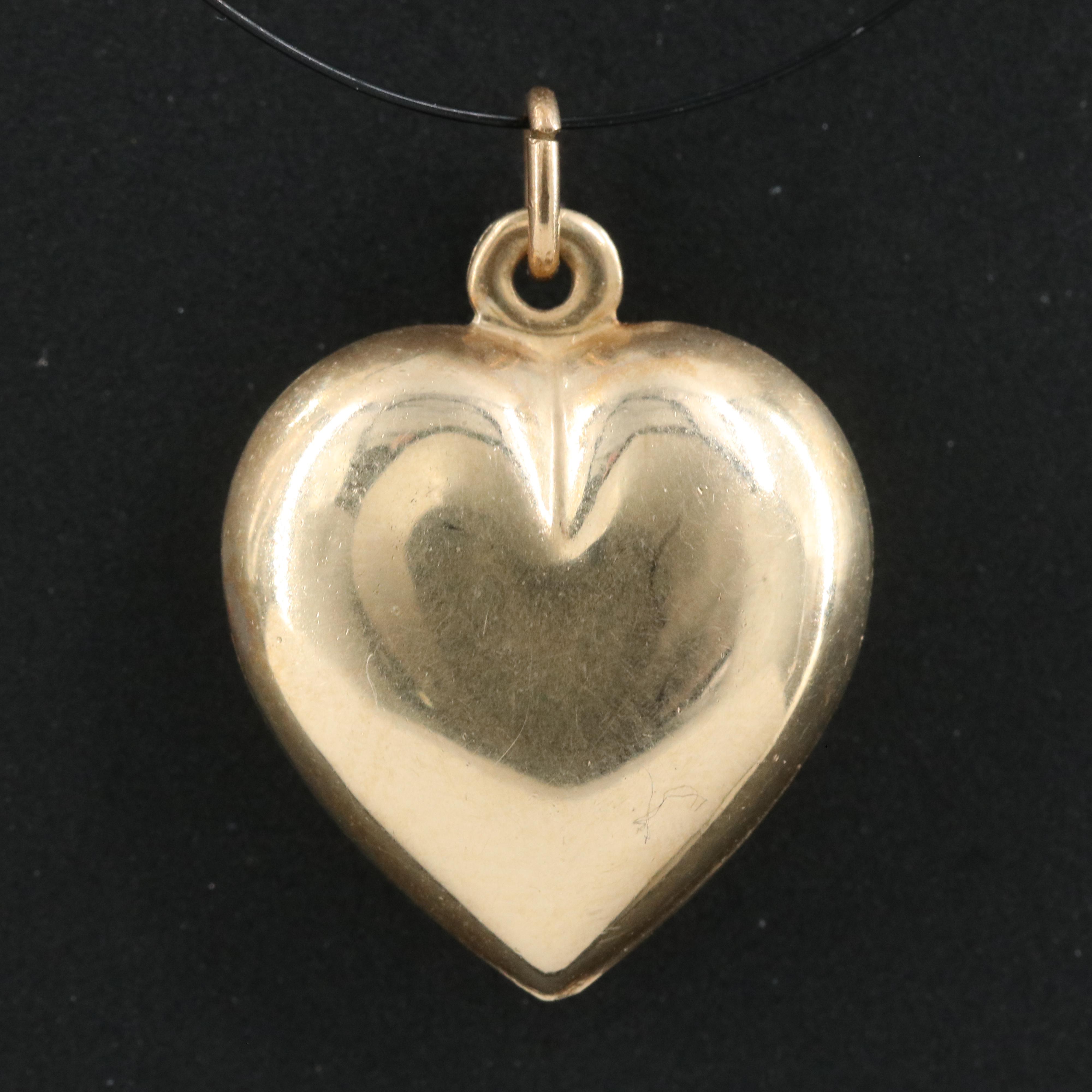 14K Puffy Heart Pendant