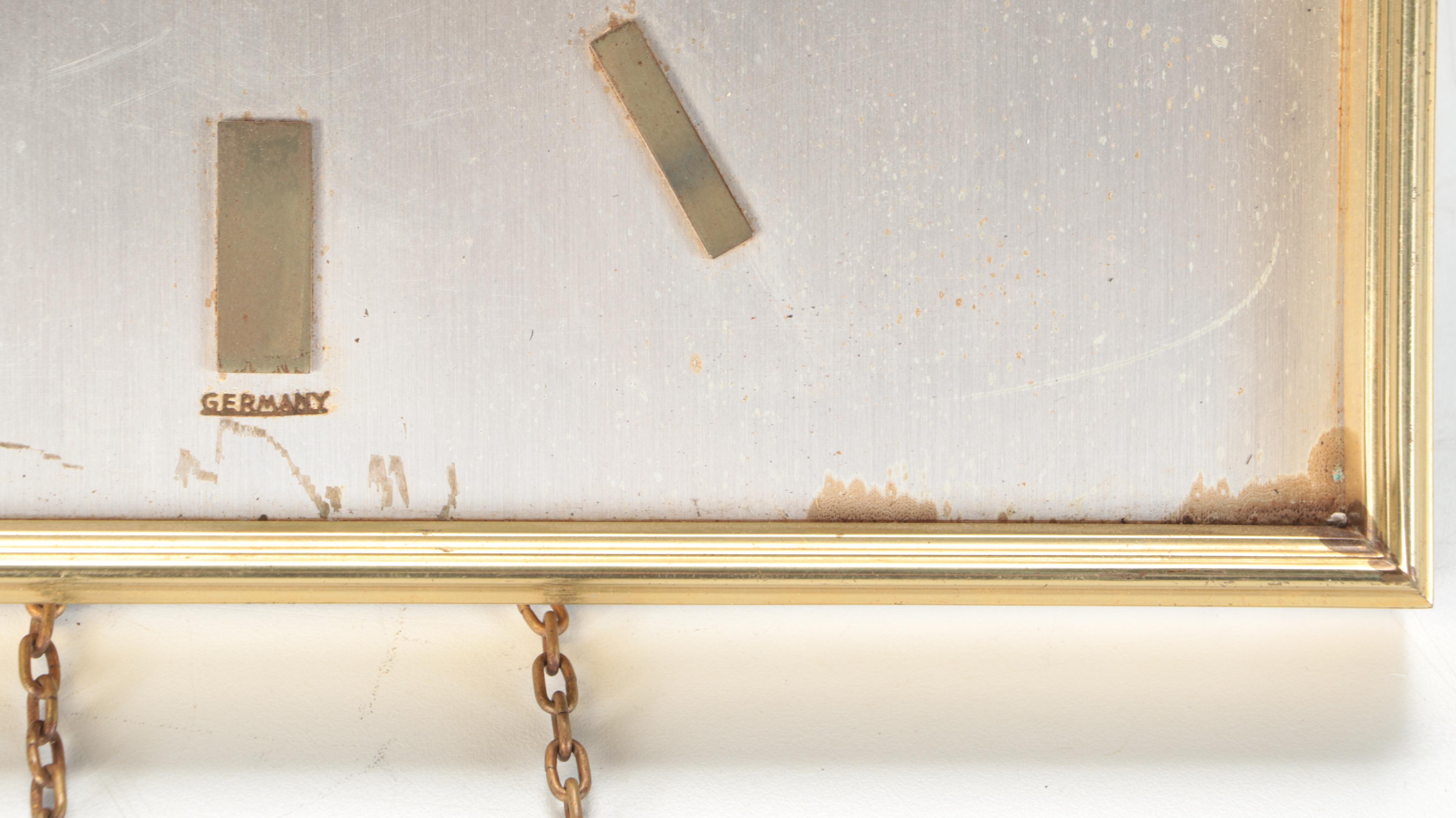 MCM Welby German Square Brushed Metal and Brass Wall Clock