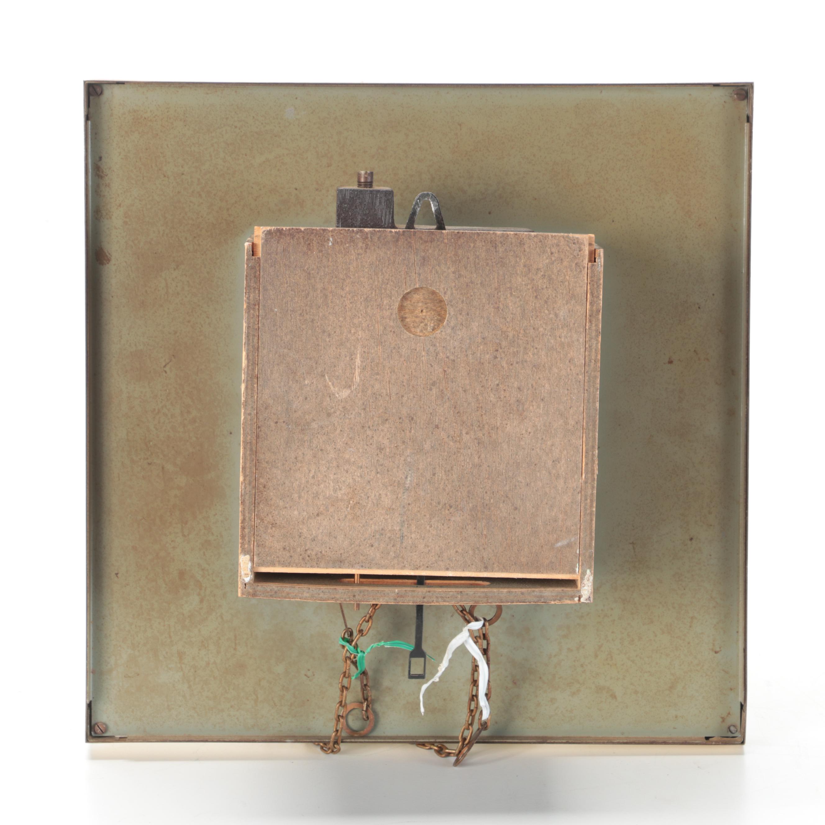 MCM Welby German Square Brushed Metal and Brass Wall Clock