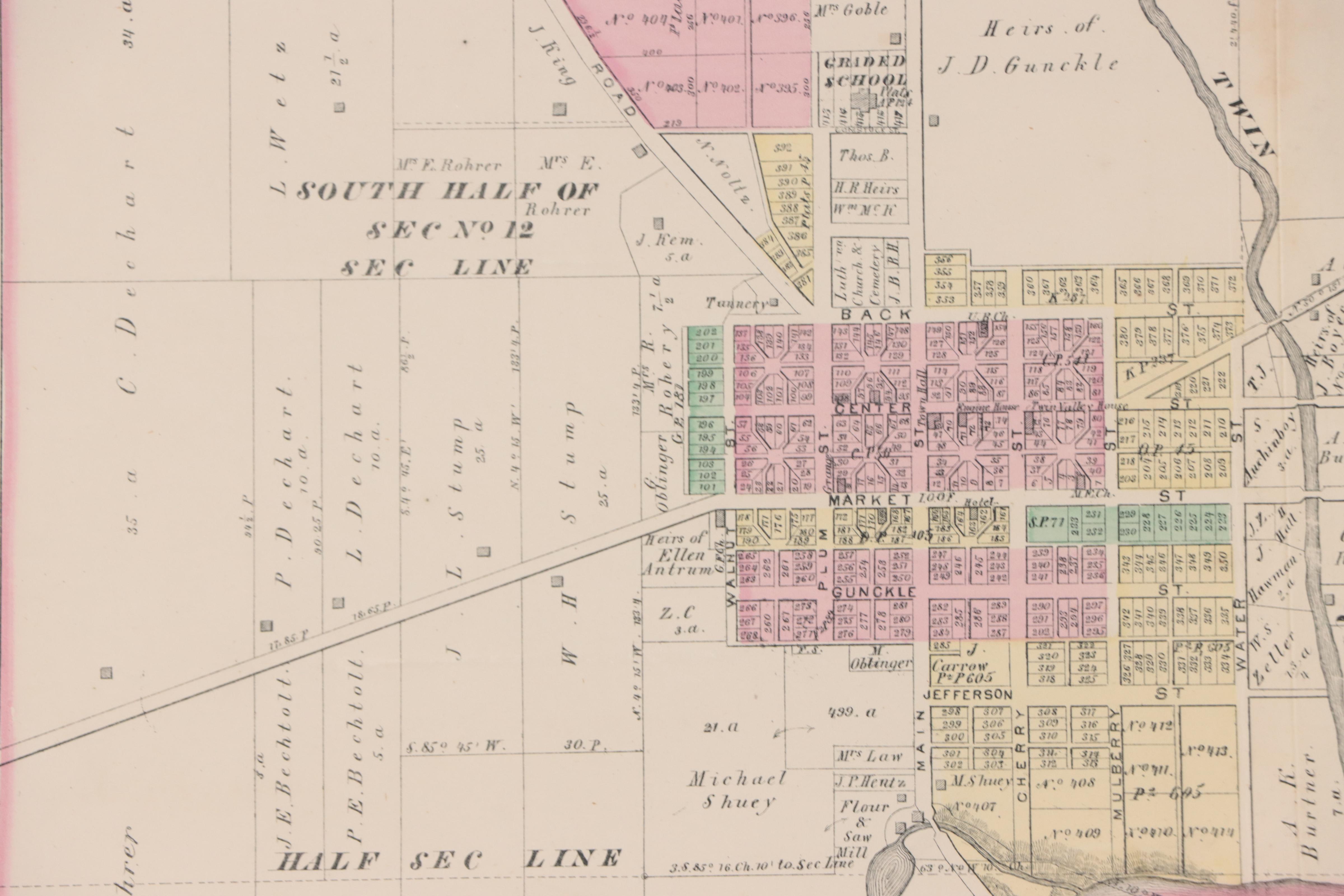 L. H. Everts Map "Plat of Germantown / Montgomery County, Ohio," Circa 1870