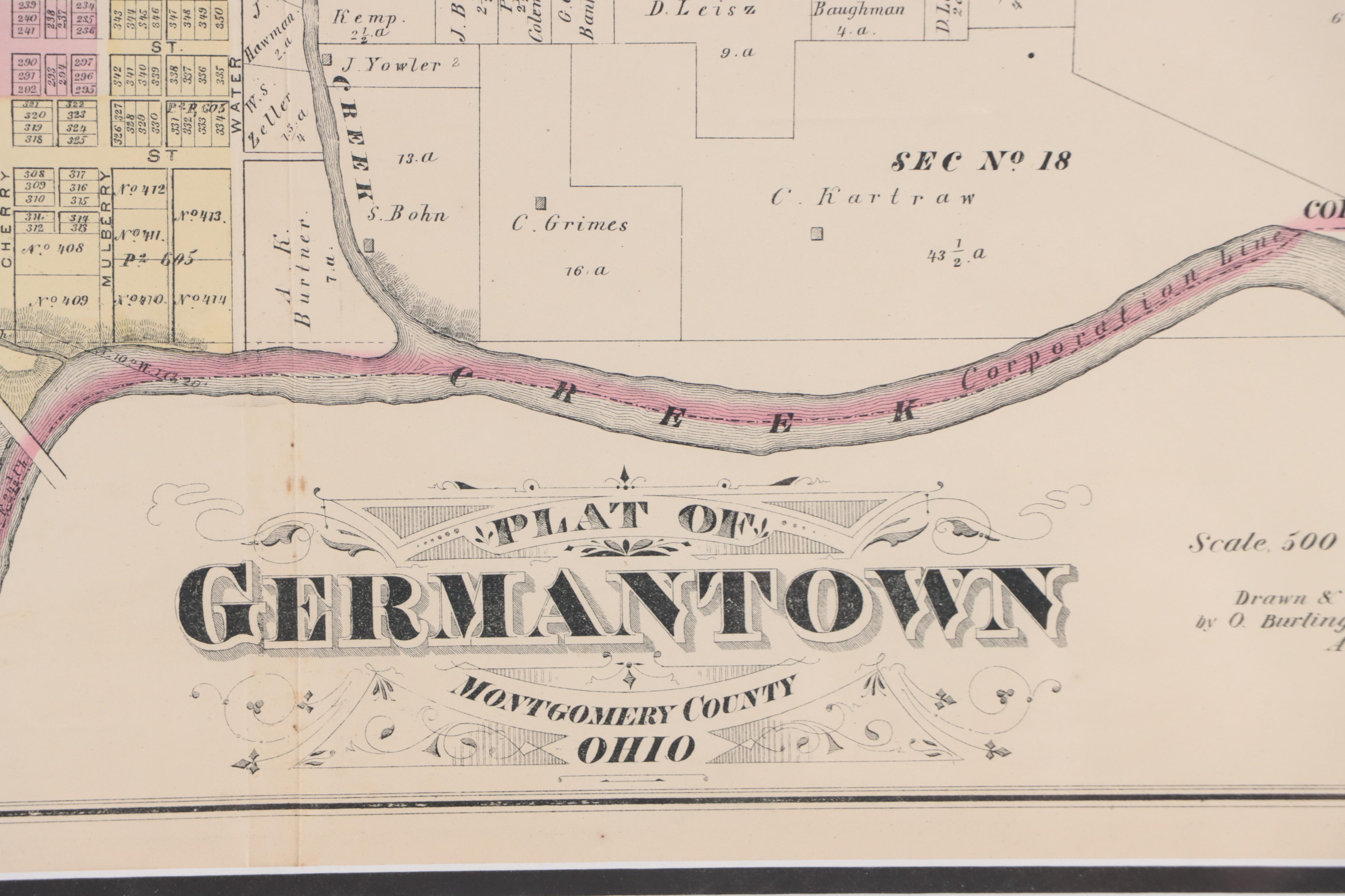 L. H. Everts Map "Plat of Germantown / Montgomery County, Ohio," Circa 1870