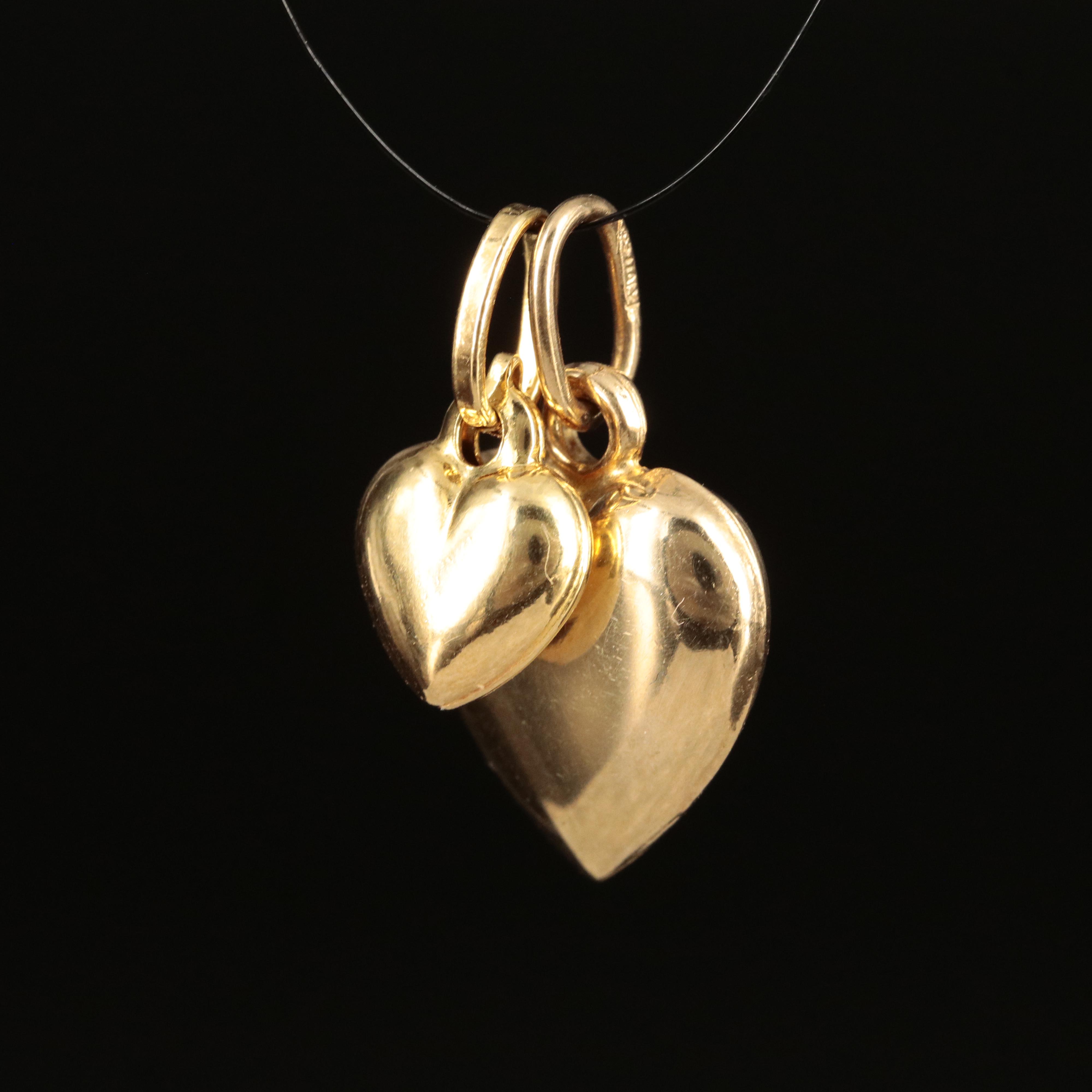 14K Puff Heart Pendants