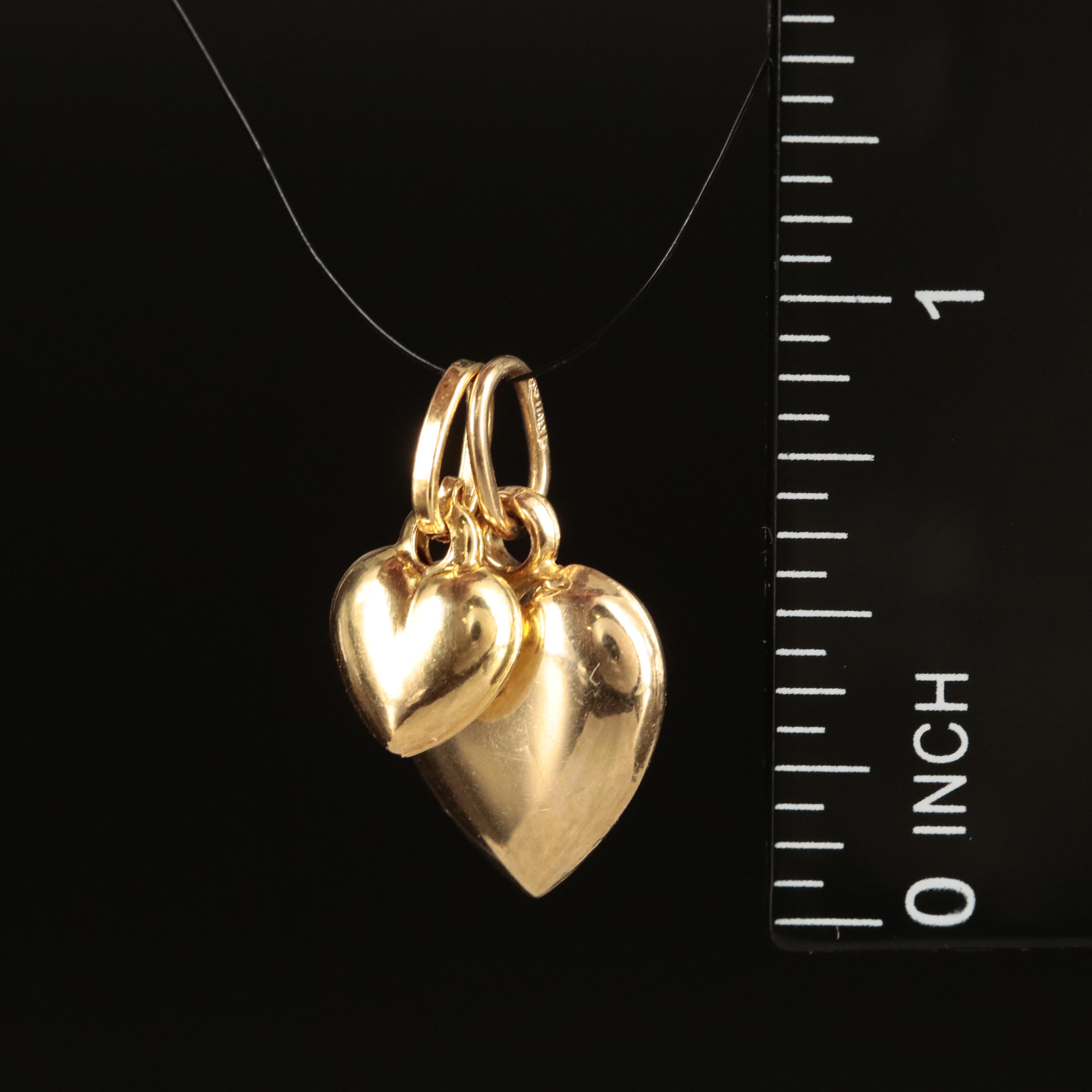 14K Puff Heart Pendants