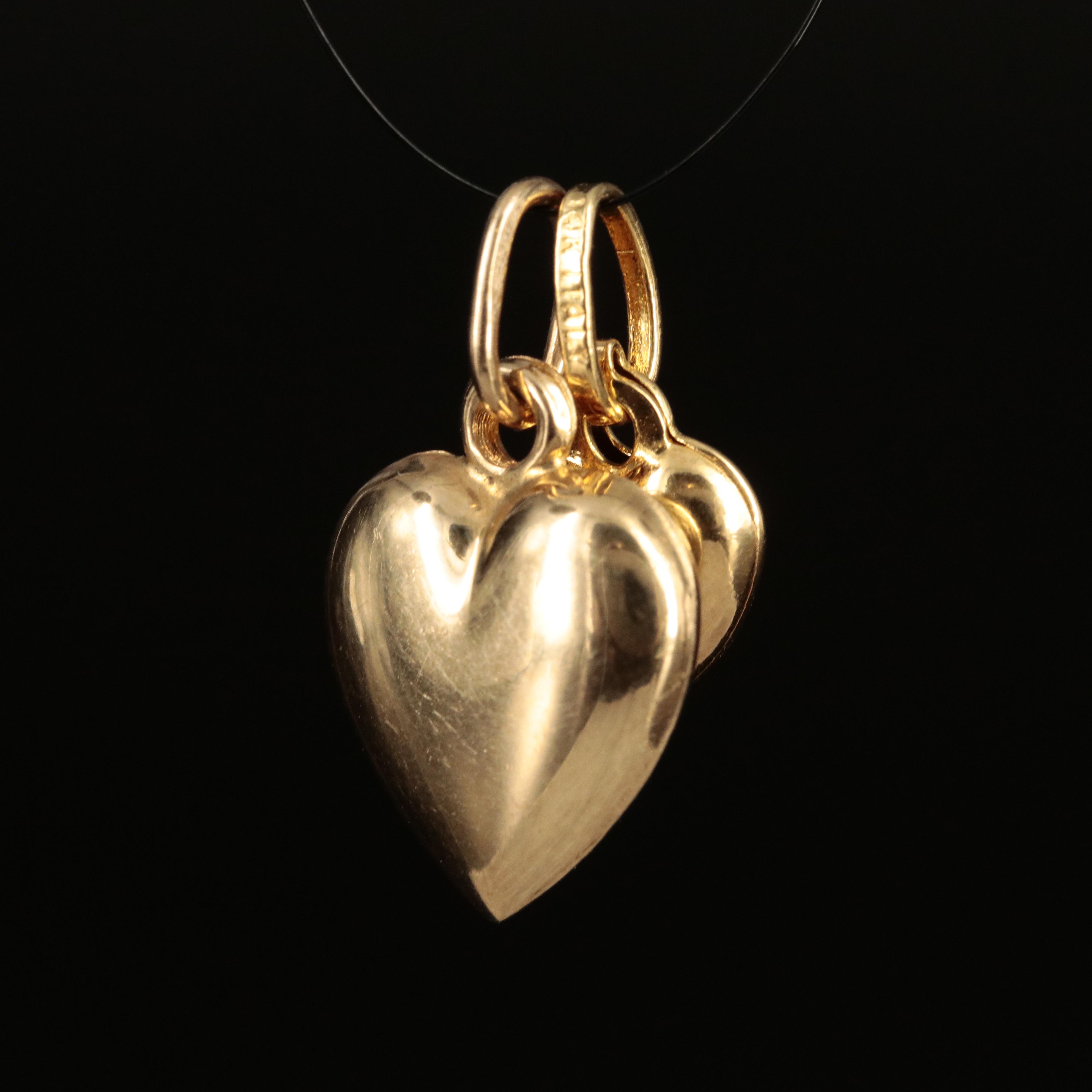14K Puff Heart Pendants