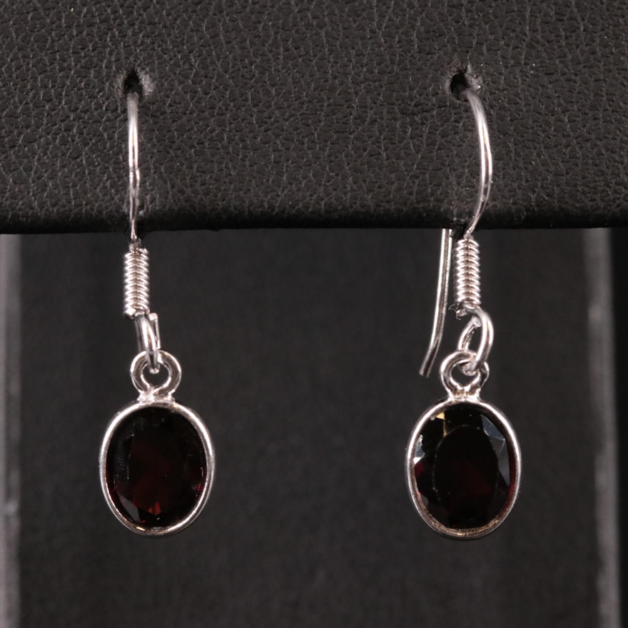 Sterling Garnet Drop Earrings