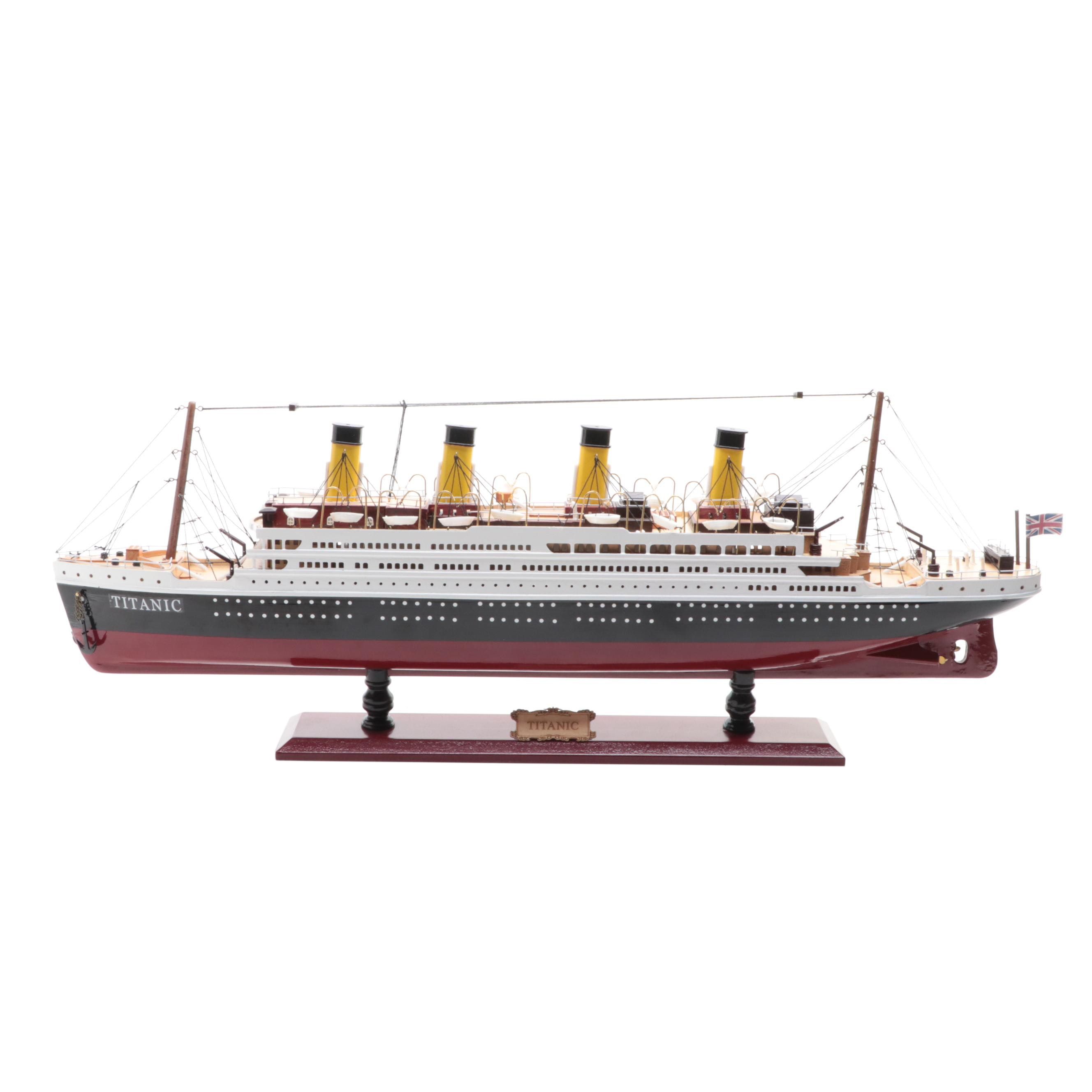 Painted Wooden "Titanic" Model Ship